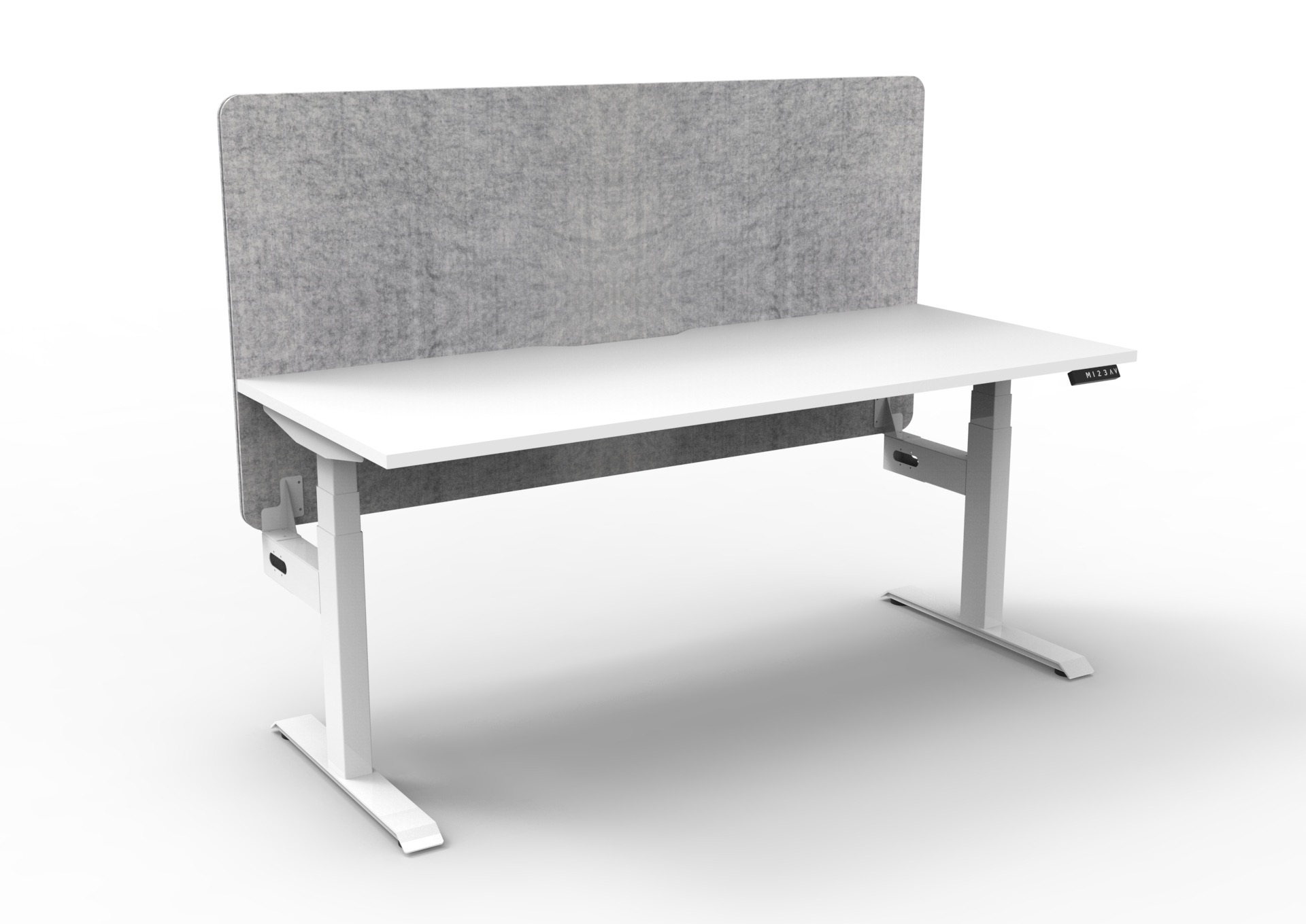 Rapidline Boost+ Height Adjustable Desk – 1800 x 750mm, Natural White Top, White Satin Frame, Marble Grey Panel Screen