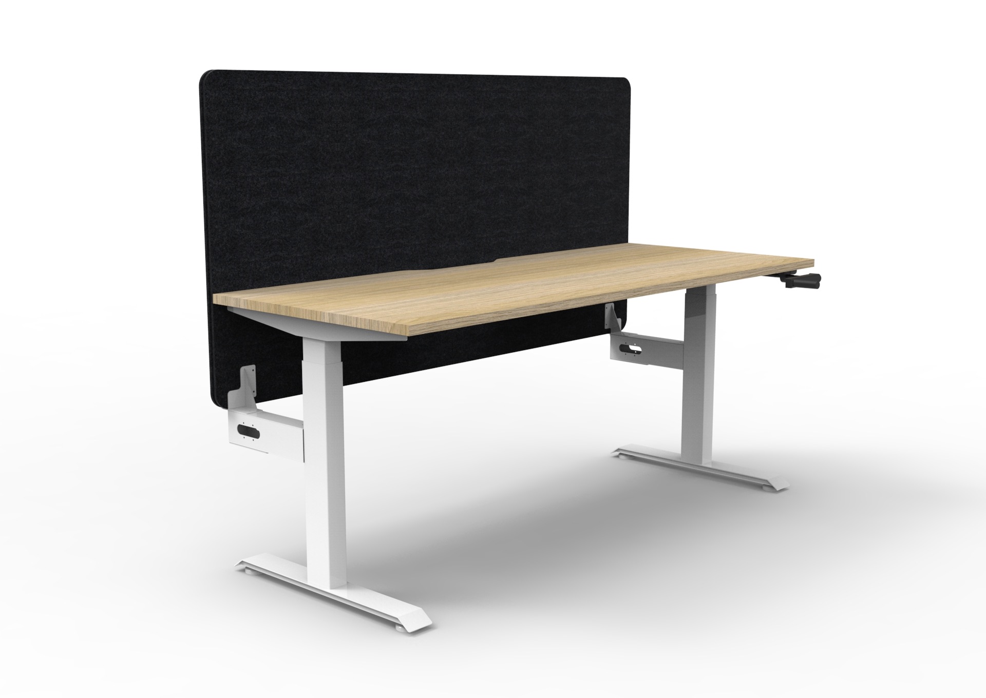 Rapidline Boost Crank Single Sided Workstation | 1800 x 750mm | Natural Oak Top, White Satin Frame, Black Privacy Screen