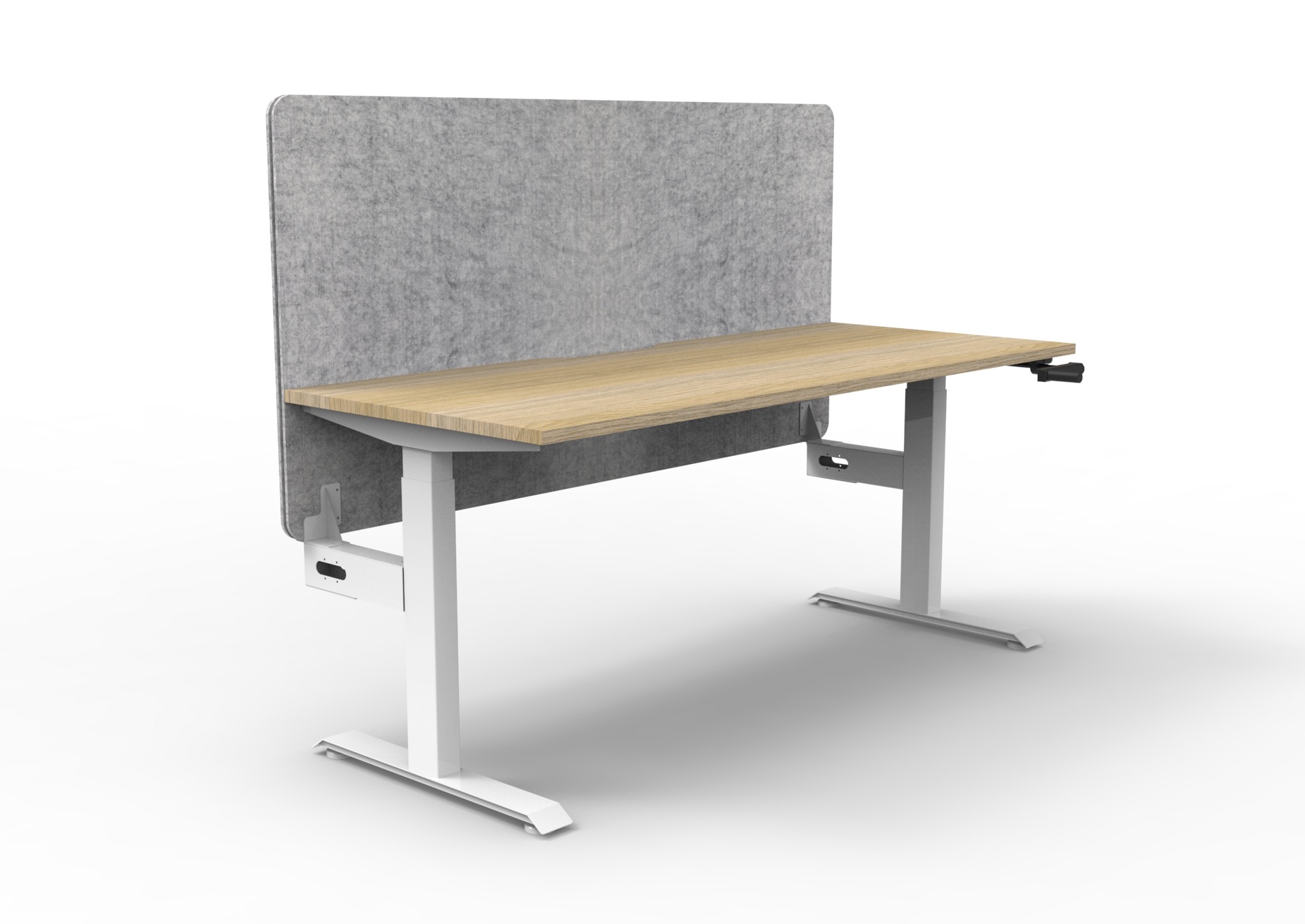 Rapidline Boost Crank Single Sided Workstation | 1200x750mm | Natural Oak Top, White Satin Frame, Marble Grey Screen