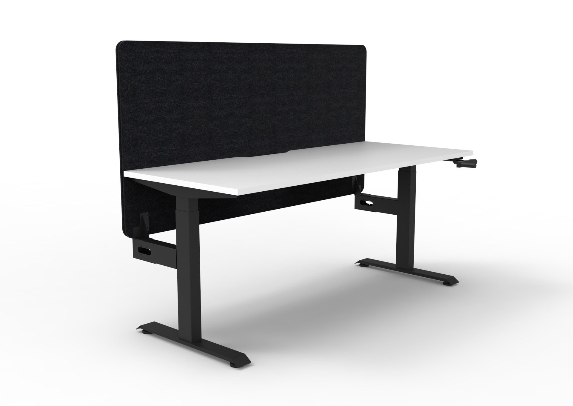 Rapidline Boost Crank Single Sided Workstation | 1200x750mm | Natural White Top, Black Satin Frame, Black Screen