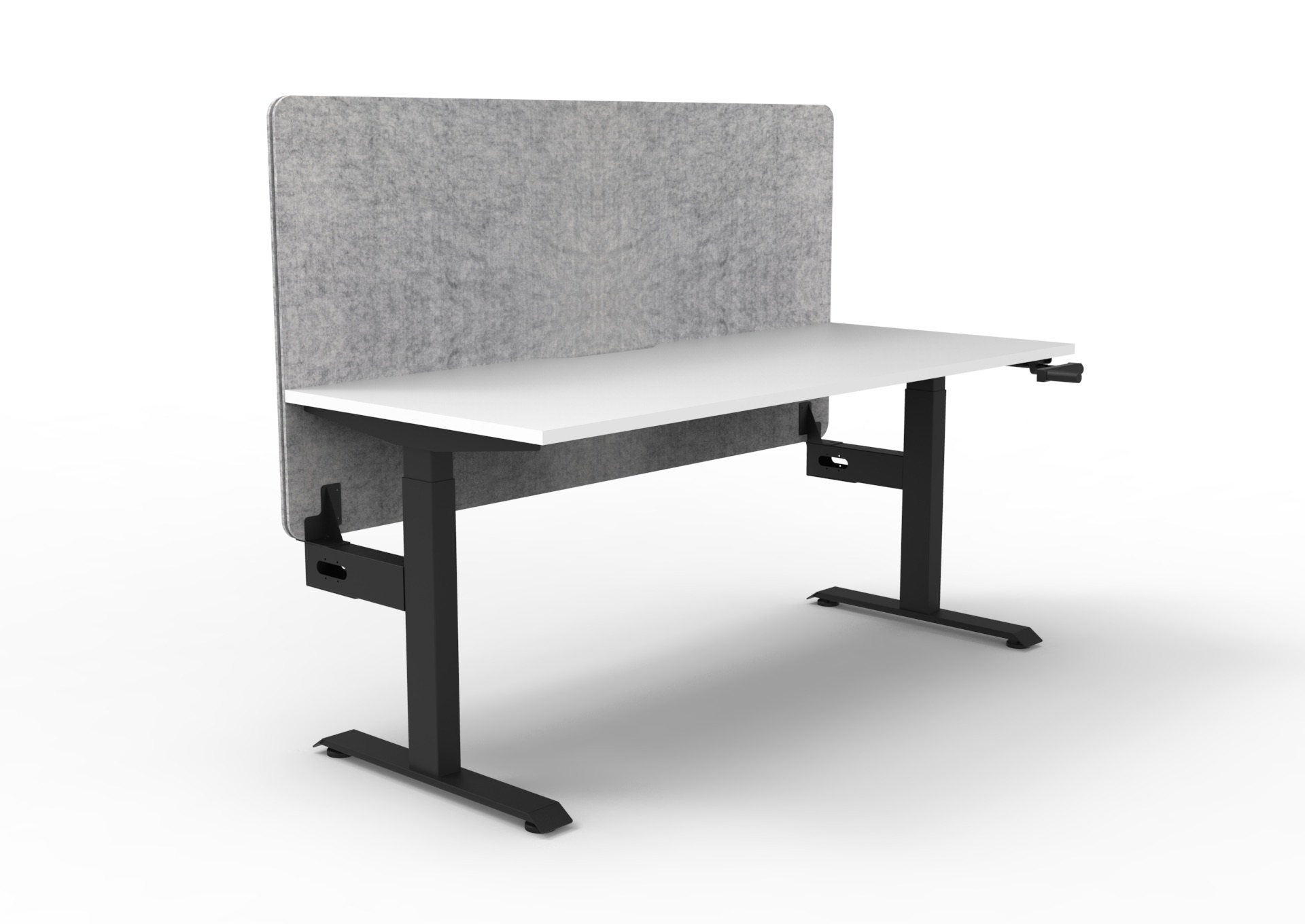 Rapidline Boost Crank Single Sided Workstation | 1200x750mm | Natural White Top, Black Satin Frame, Marble Grey Screen