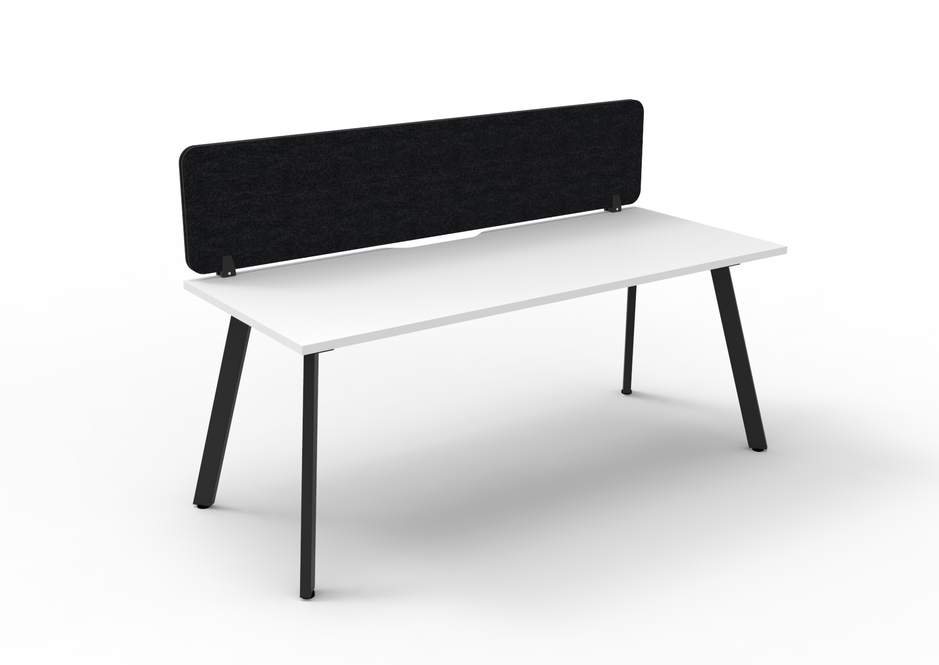 Rapidline Eternity Single Sided Workstation – Natural White Top, Black Satin Base, Black Eco Panel Screen (1500×750mm)
