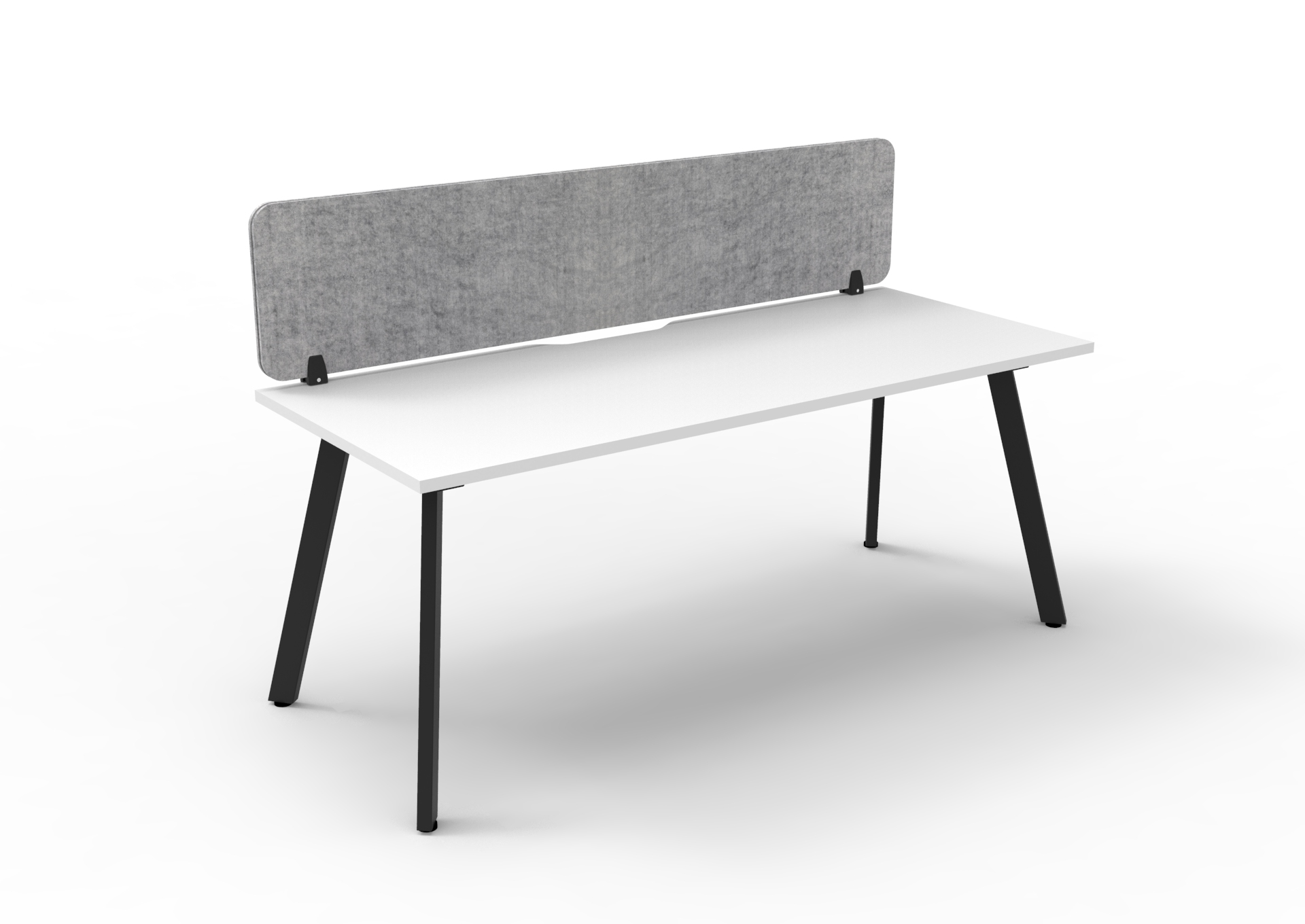 Rapidline Eternity Single Sided Workstation | 1500 x 750mm | Natural White Top, Black Satin Base, Marble Grey PET Screen