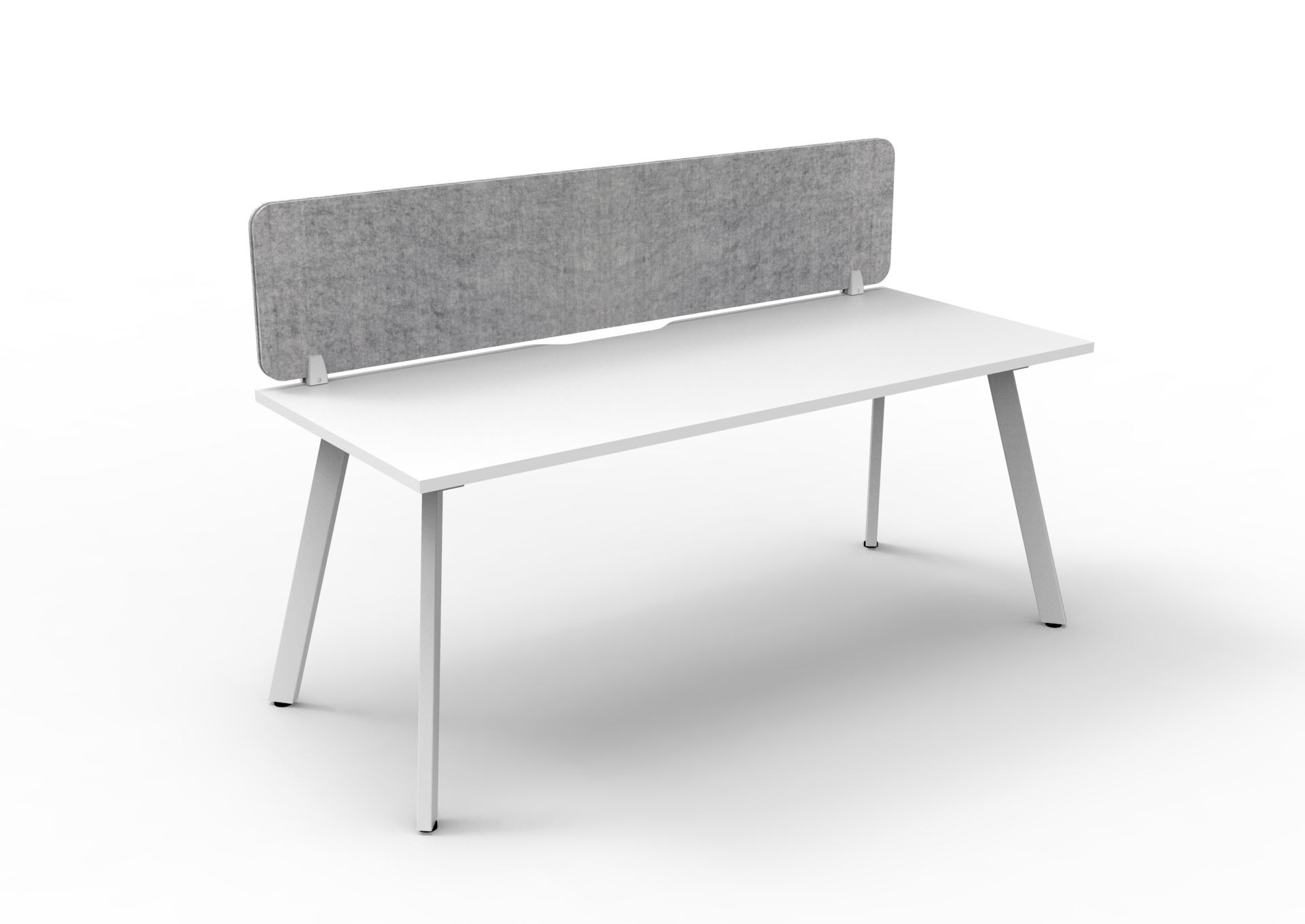Rapidline Eternity Single Sided Workstation | Standalone Desk 1800mm x 750mm | White Top, White Base, Marble Grey Screen