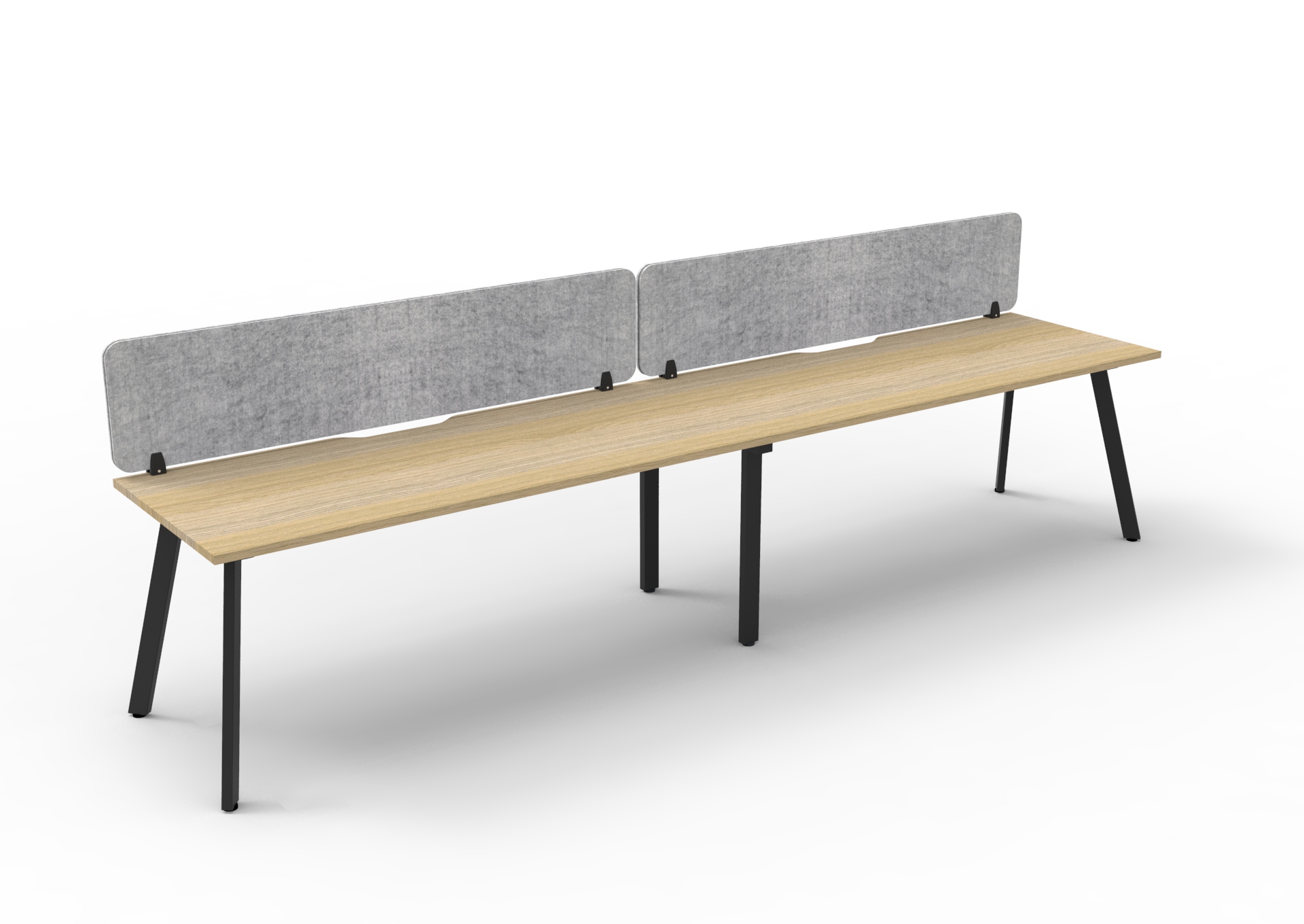 Rapidline Eternity Single-Sided Workstation – Natural Oak Top, Black Satin Base, Marble Grey Screen (1800 x 750mm, Pod of 2)