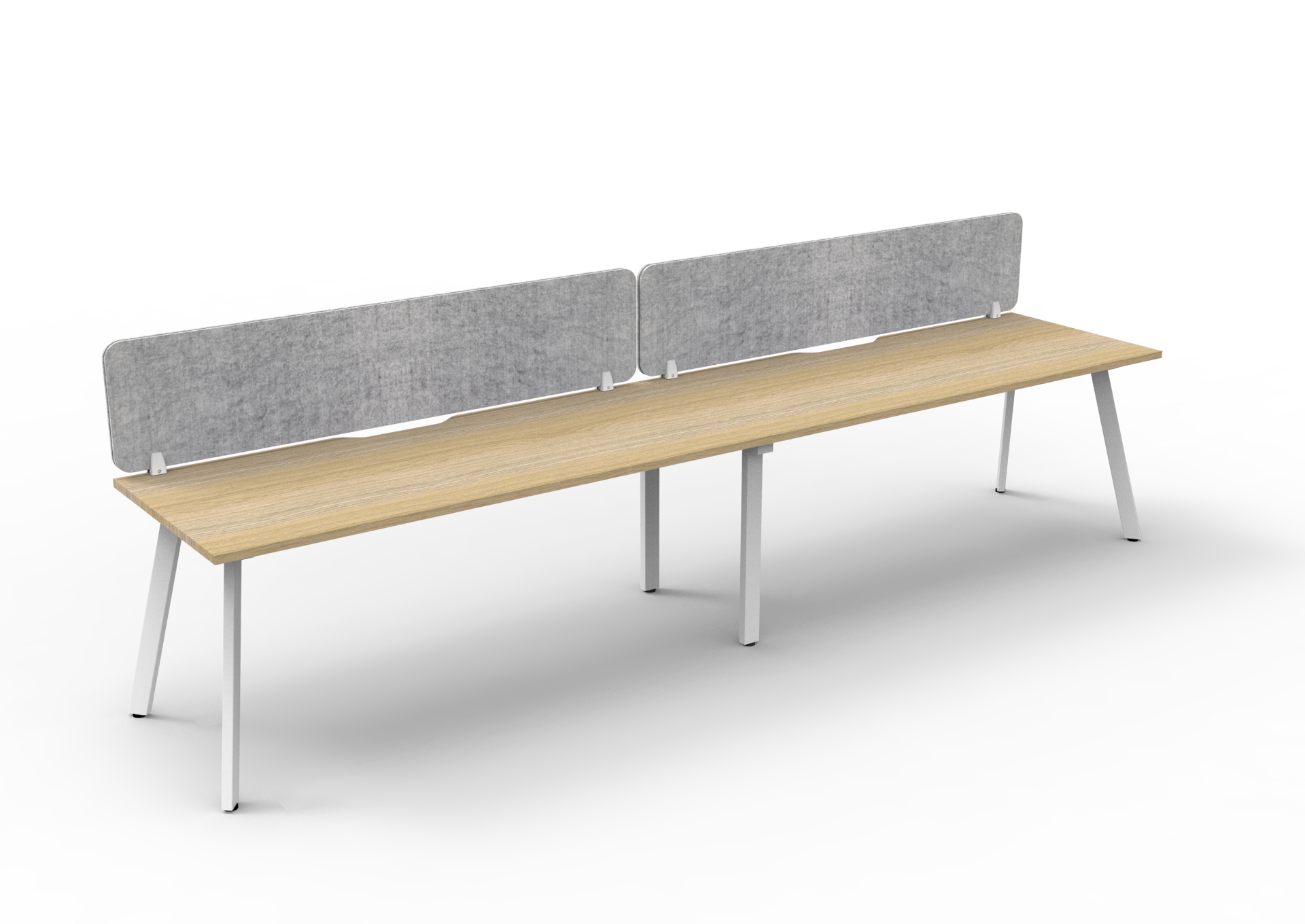 Rapidline Eternity Single Sided Workstation – POD of 2, 1200×750mm, Natural Oak Top, White Satin Base, Marble Grey Screen