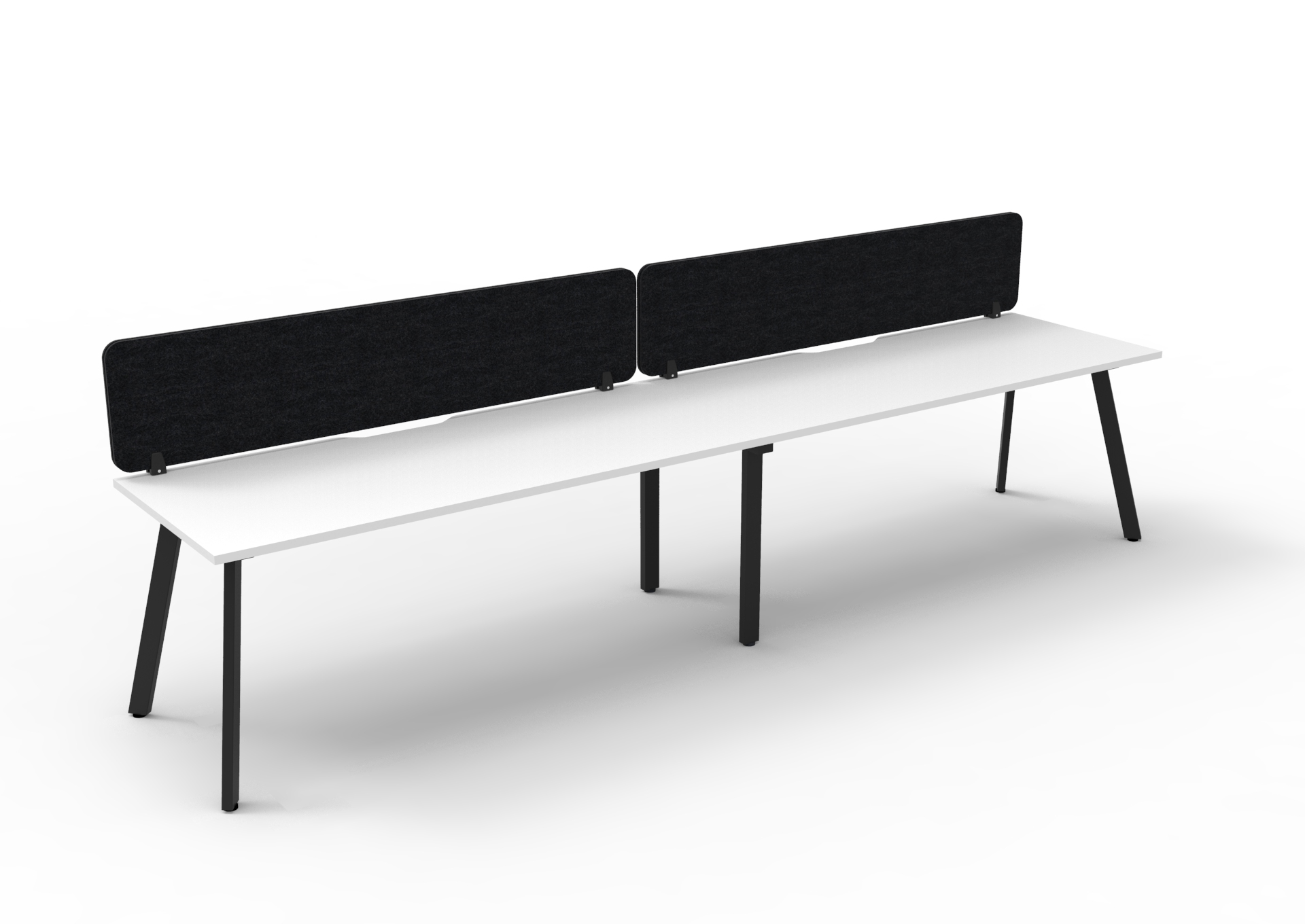 Rapidline Eternity Single Sided Workstation – POD of 2, 1200×750mm, Natural White Top, Black Satin Base, Black Screen