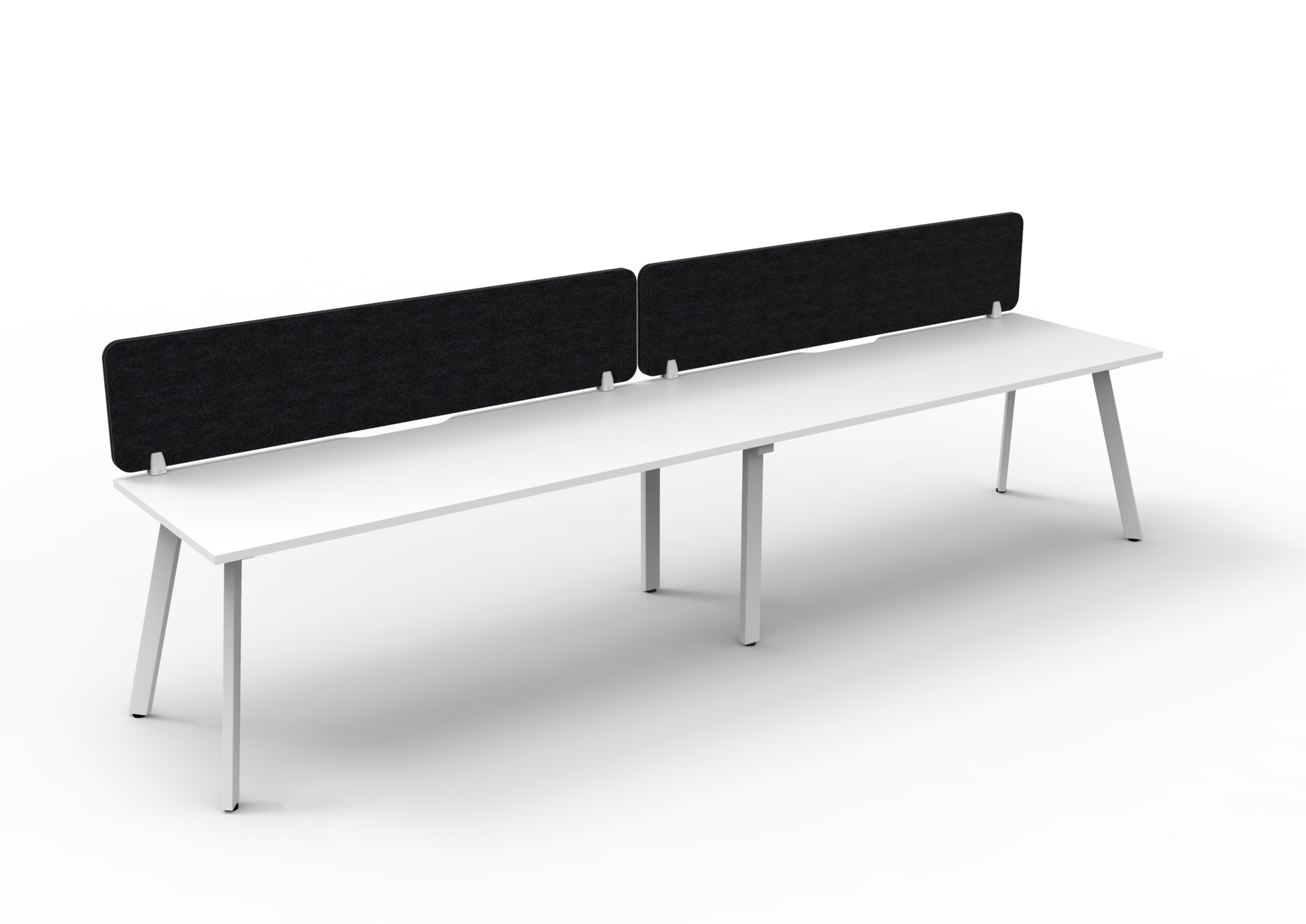 Rapidline Eternity Single Sided Workstation | 2-Person Pod 1500mm x 750mm | Natural White Top, White Satin Base, Black Screen