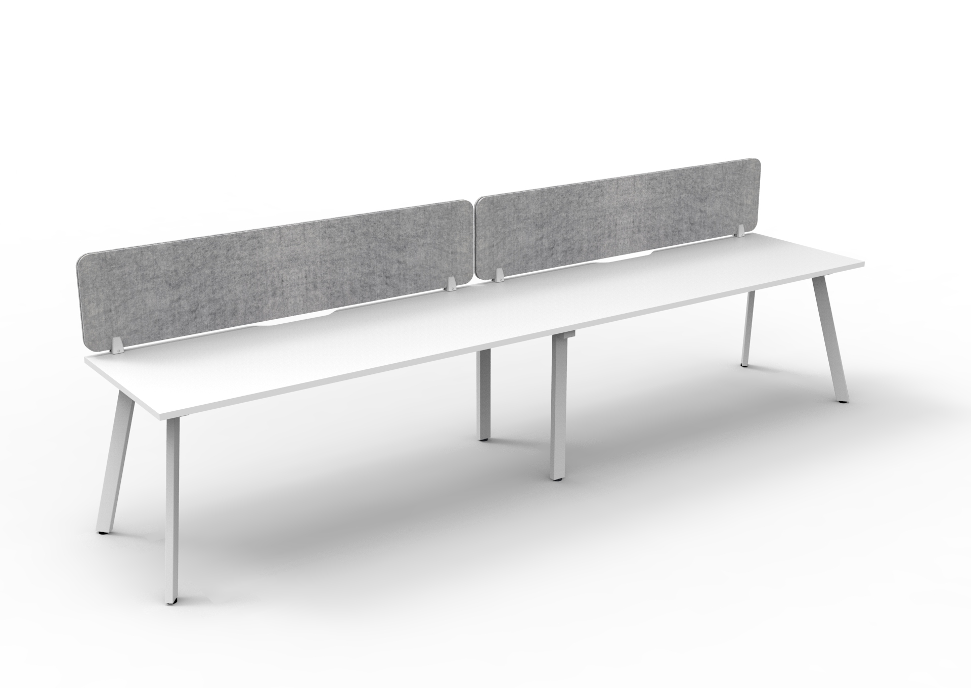 Rapidline Eternity Single Sided Workstation | 2-Person Pod 1500mm x 750mm | Natural White Top, White Satin Base, Marble Grey Screen