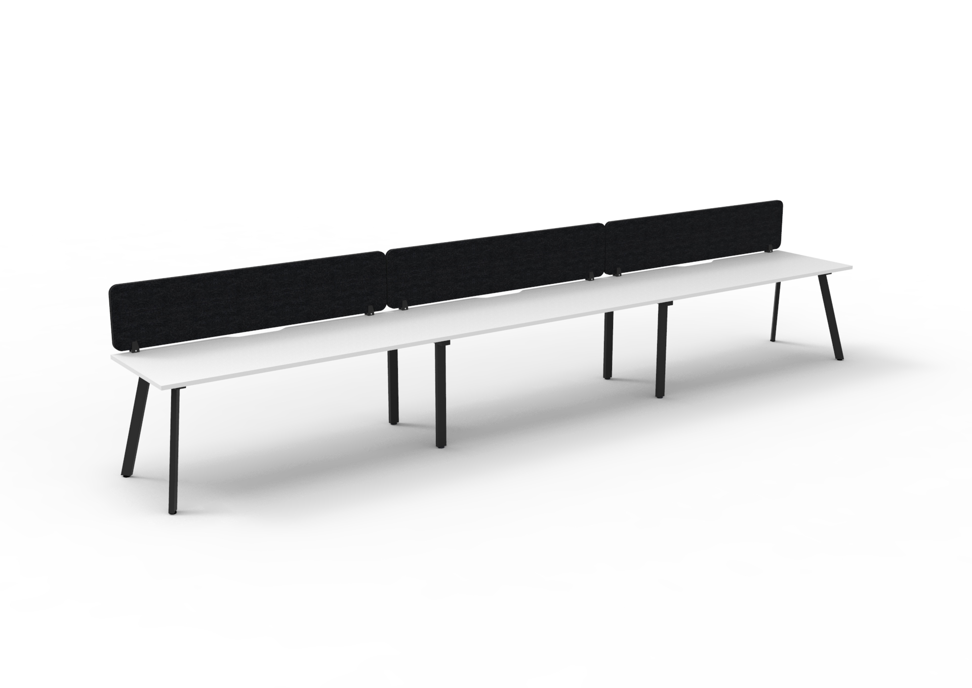 Rapidline Eternity Single Sided Workstation | Pod of 3 | 1800 x 750mm | Natural White Top, Black Satin Base, Black Screen