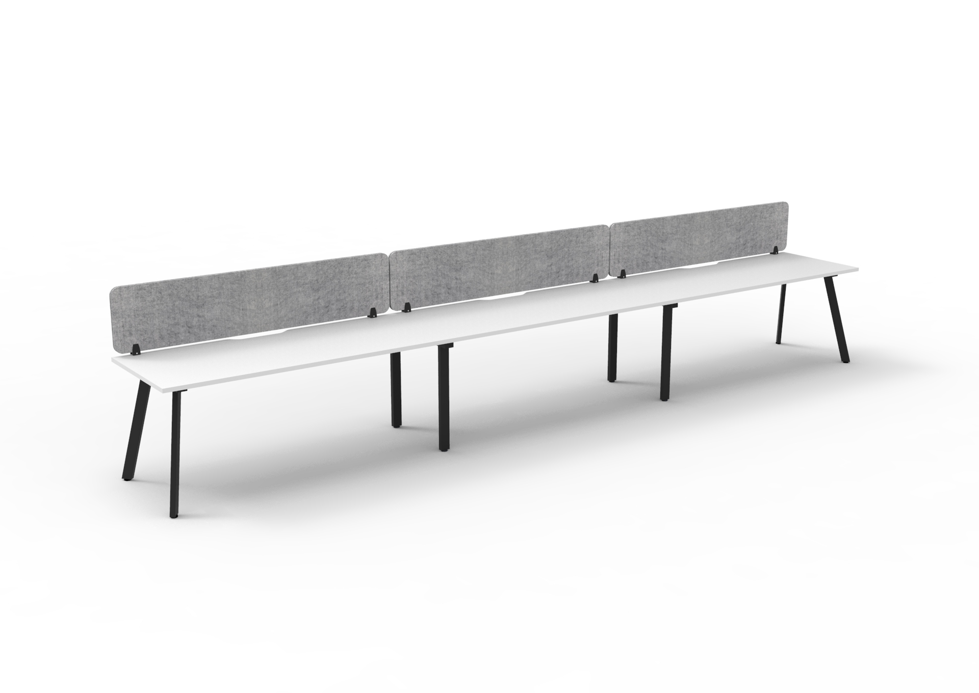 Rapidline Eternity Pod of 3 Single Sided Workstation | 1200mm W x 750mm D | Natural White Top, Black Satin Base, Marble Grey Screen