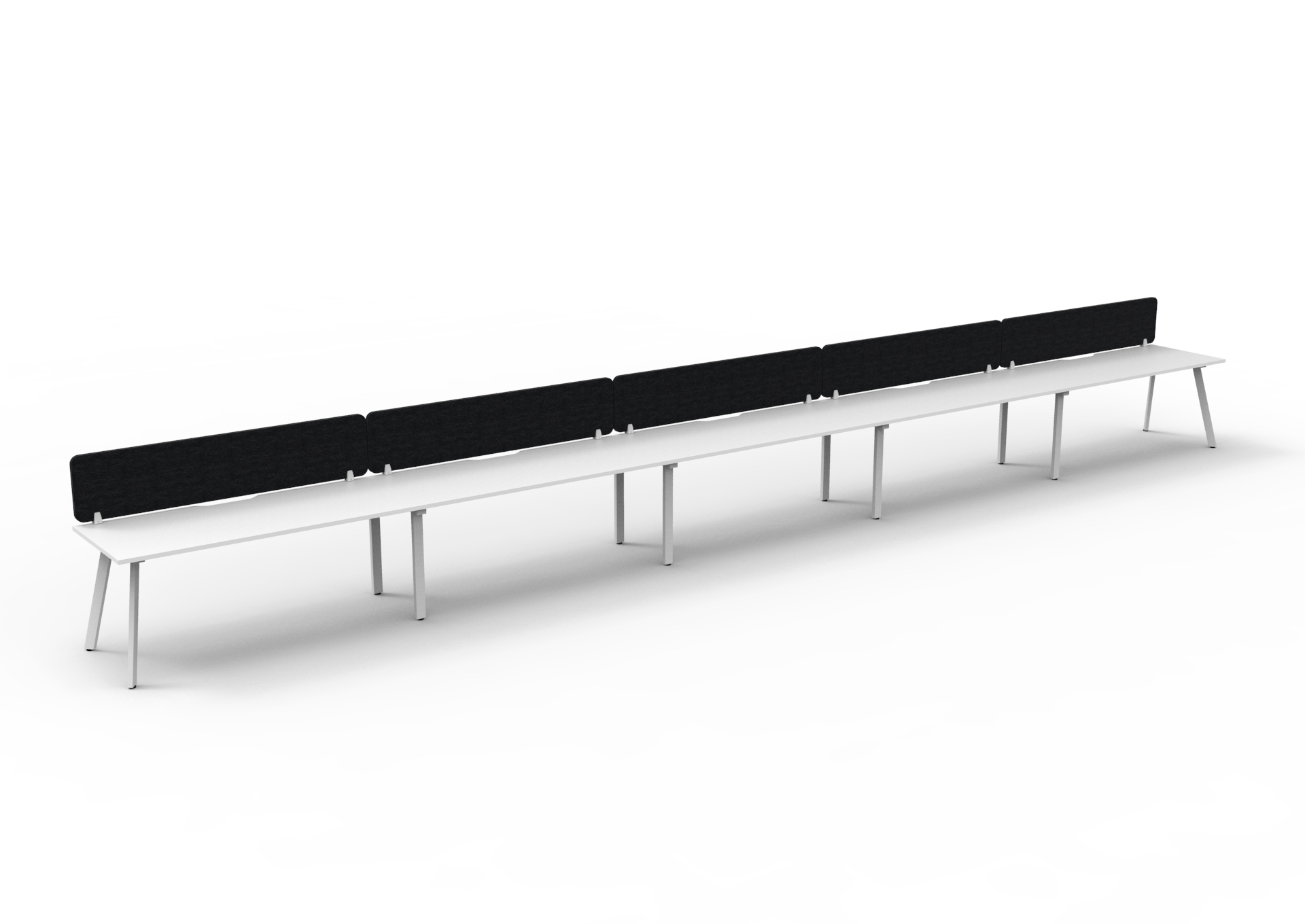 Rapidline Eternity Single Sided Workstation – 5-Person Pod, 1500×750mm, White Top, White Base, Black Screen