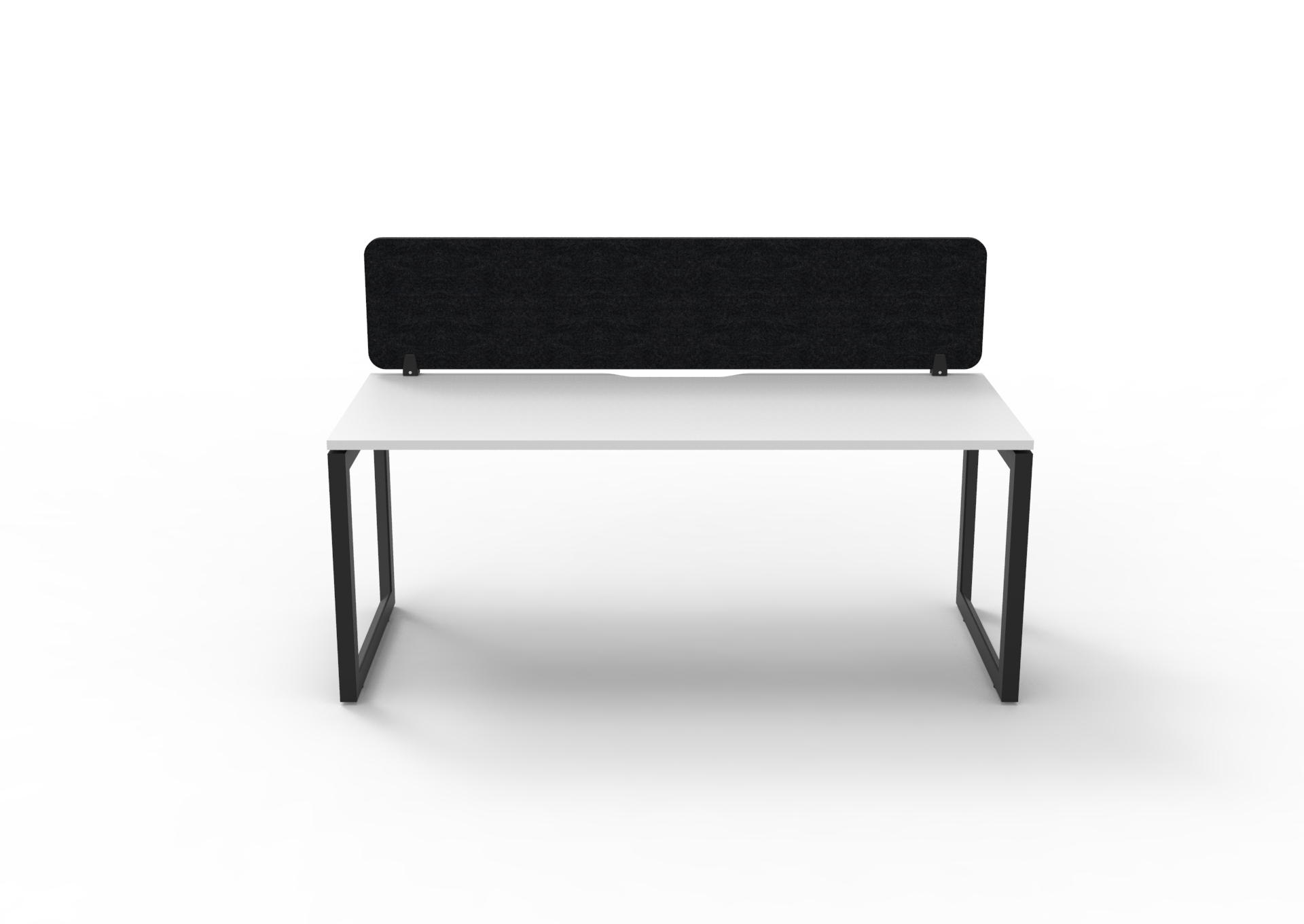 Rapidline Infinity Single Sided Loop Leg Desk – 1200mm Natural White Top, Black Satin Base, Black PET Screen
