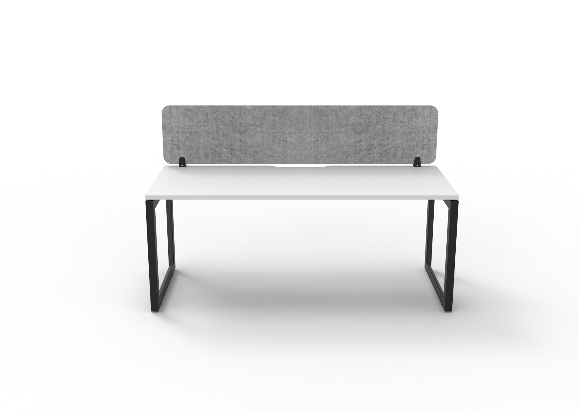 Rapidline Infinity Single Sided Loop Leg Desk – 1200mm Natural White Top, Black Satin Base, Marble Grey PET Screen