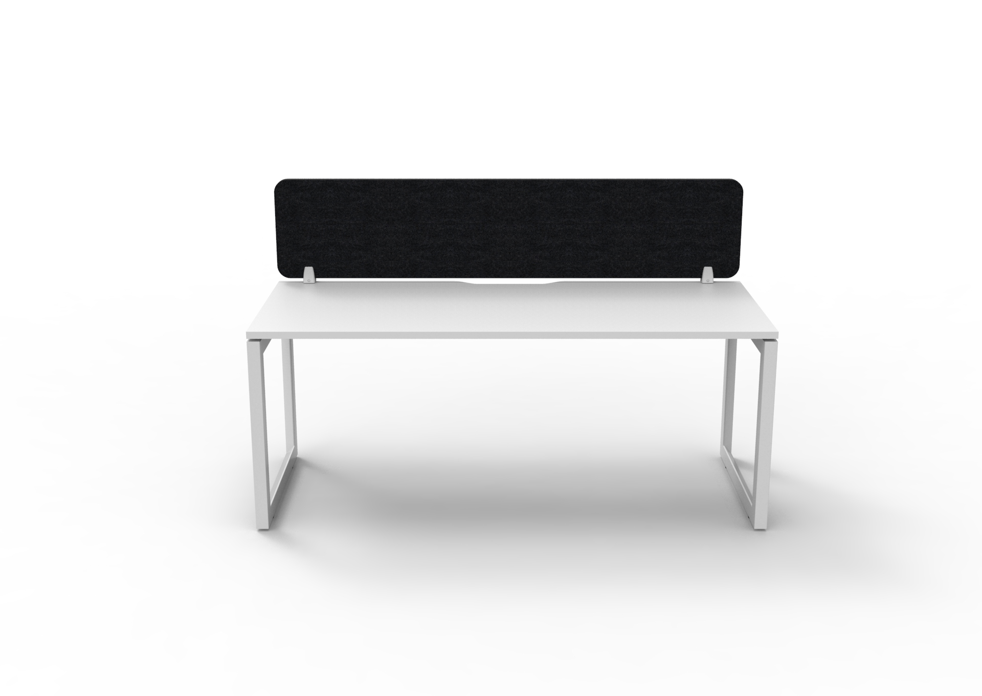 Rapidline Infinity Standalone Desk – 1500×750mm, Natural White Top, White Satin Base, Black PET Screen