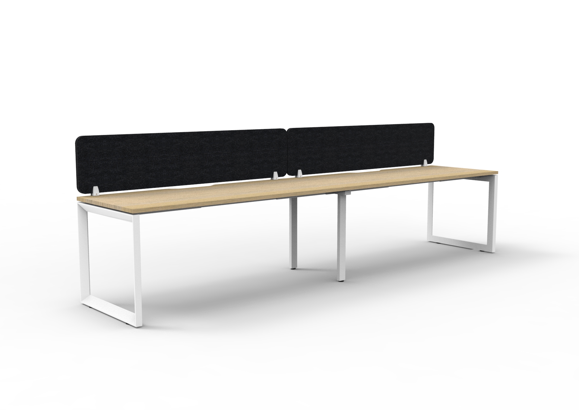 Rapidline Infinity Single Sided Loop Leg Workstation | Natural Oak Top & White Satin Base with Black Screen | 1200 x 750mm