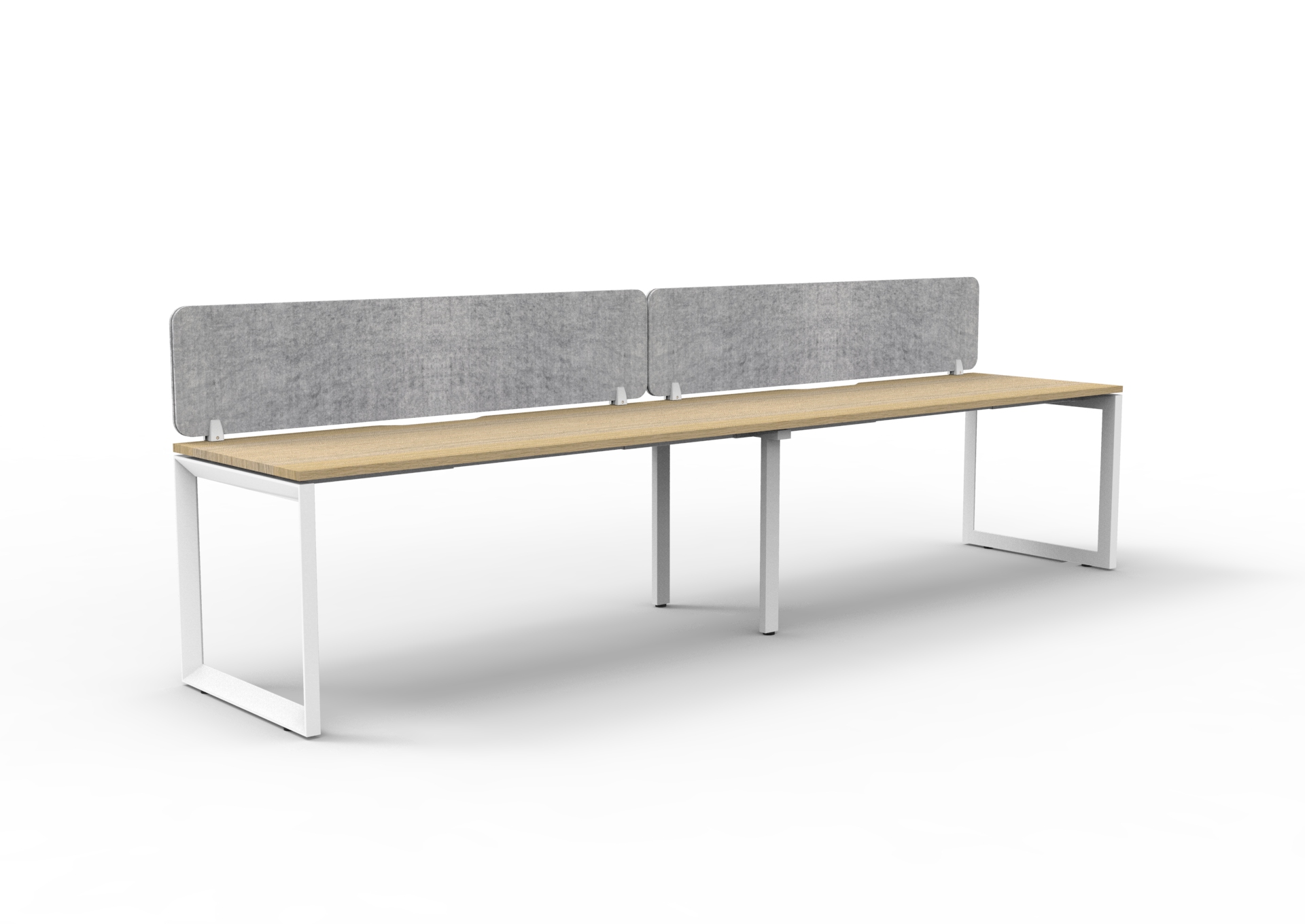 Rapidline Infinity Single Sided Loop Leg Workstation | Natural Oak Top & White Satin Base with Marble Grey Screen | 1200 x 750mm