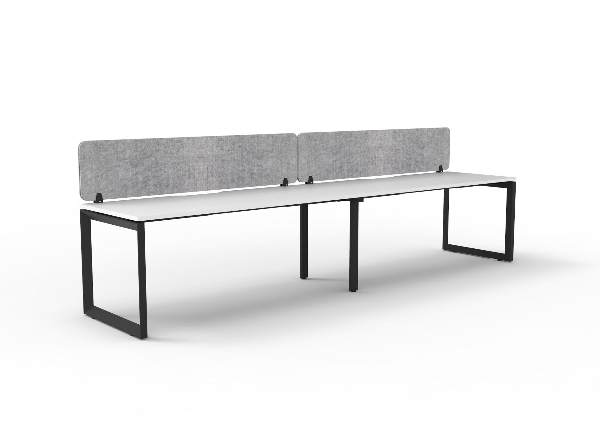 Rapidline Infinity Single-Sided Loop Leg Workstation – Natural White Top, Black Satin Base, Marble Grey Screen | 1800×750mm Pod of 2