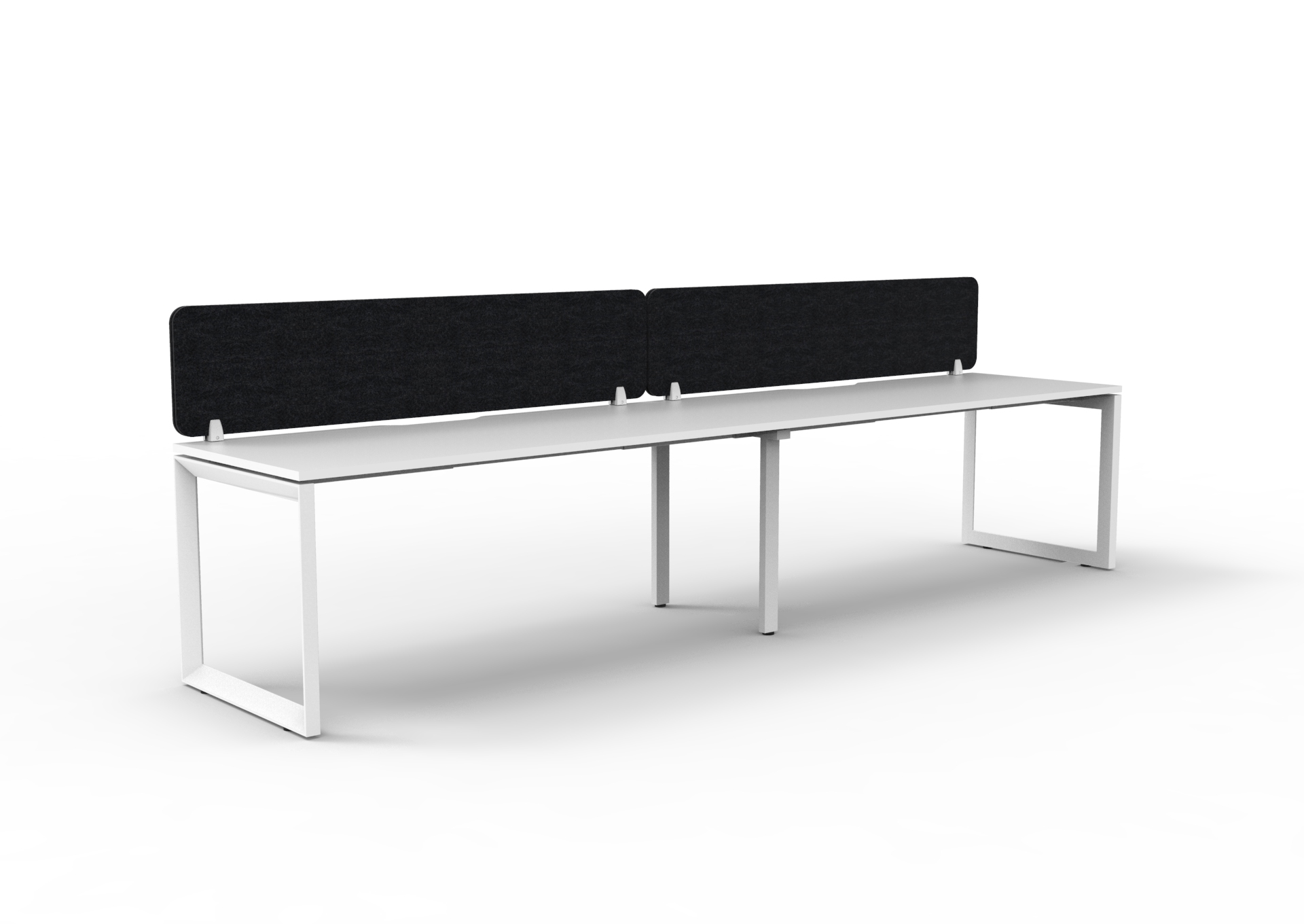 Rapidline Infinity 2-Person Workstation | 1500×750mm | Natural White Top, White Satin Base, Black PET Screen