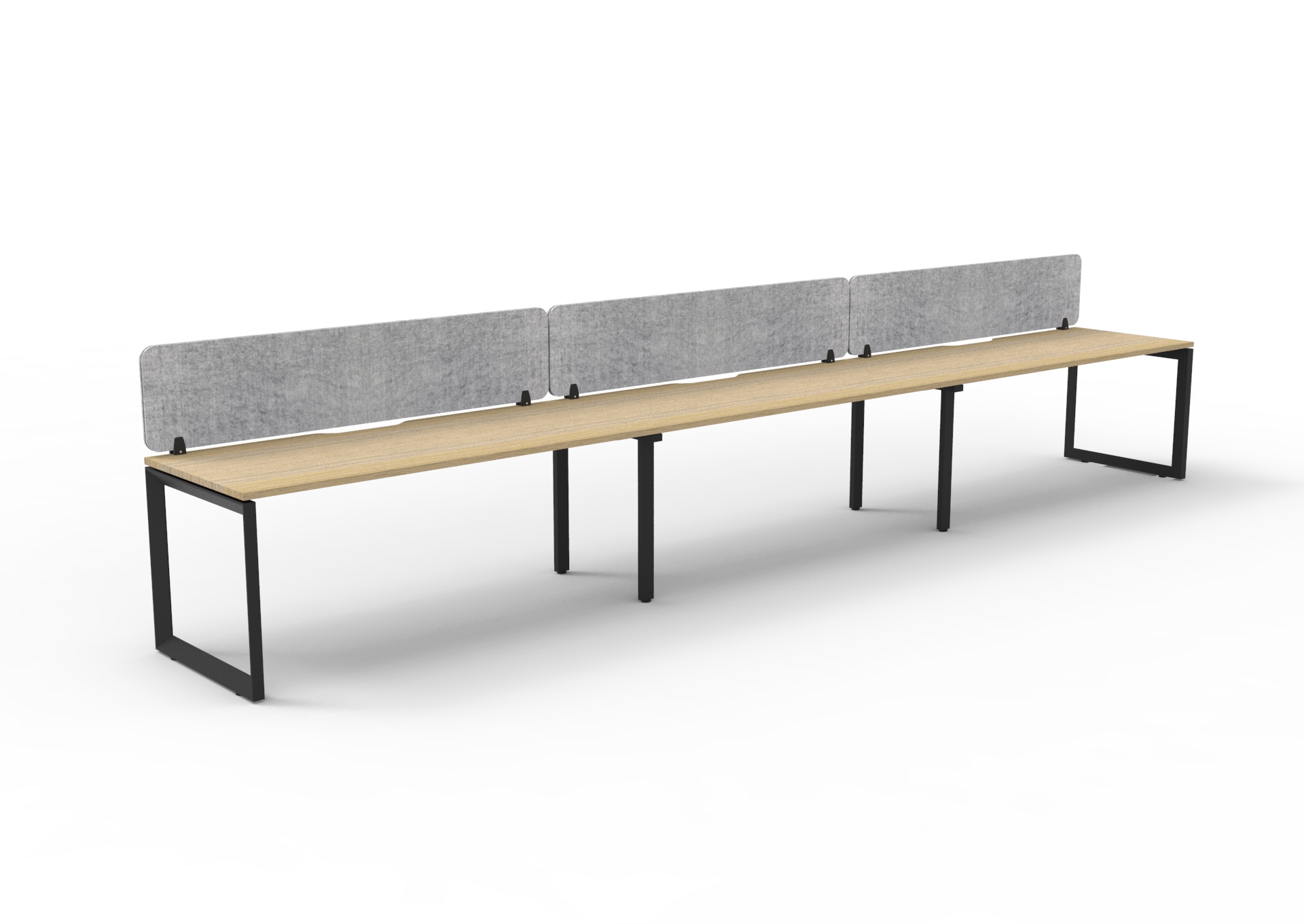 Rapidline Infinity Pod of 3 – Single Sided | 1500mm W × 750mm D | Natural Oak Top, Black Satin Base, Marble Grey PET Screen