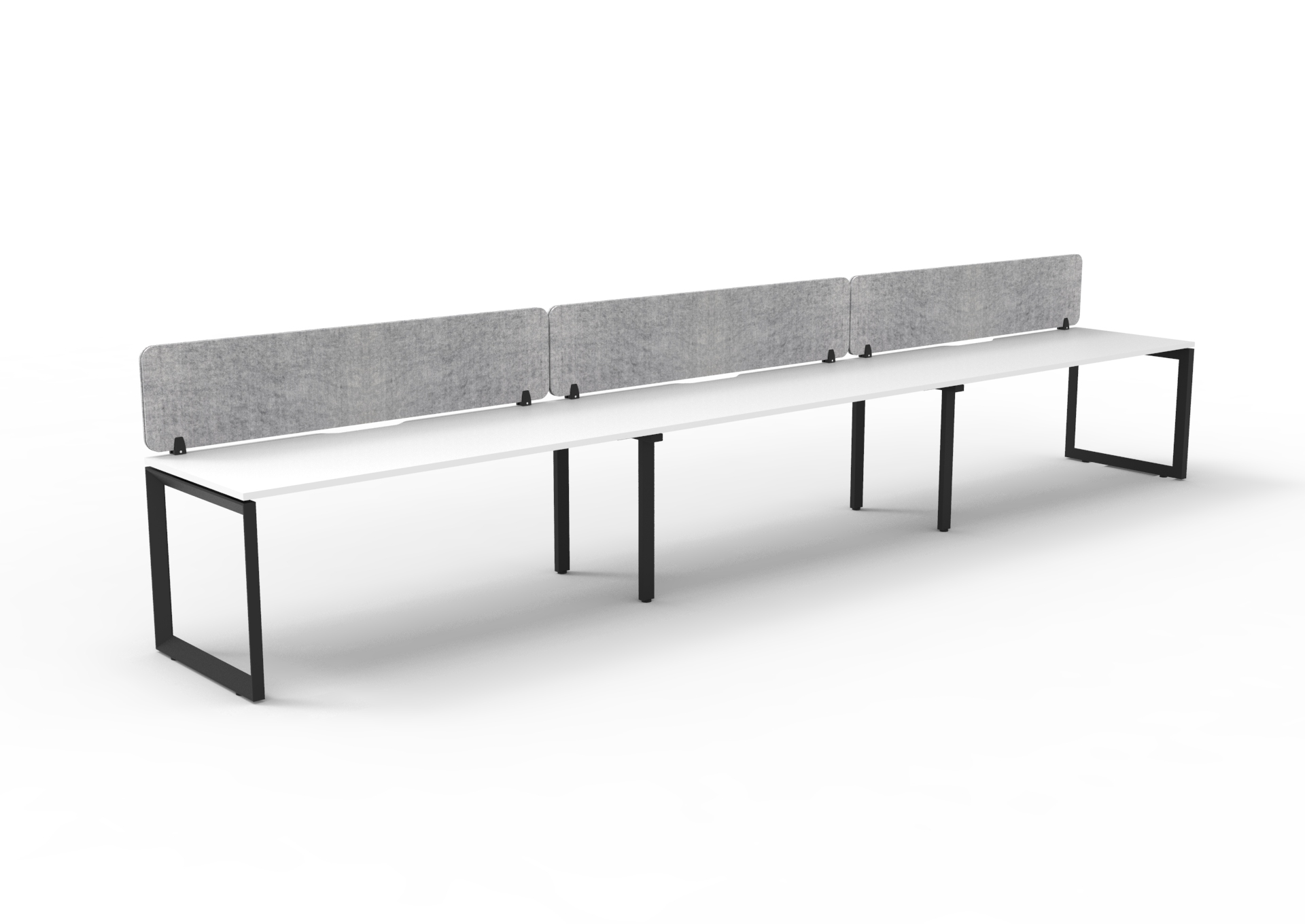 Rapidline Infinity Pod of 3 Workstation | 1800mm x 750mm | Natural White Top, Black Satin Base, Marble Grey Eco Panel Screen