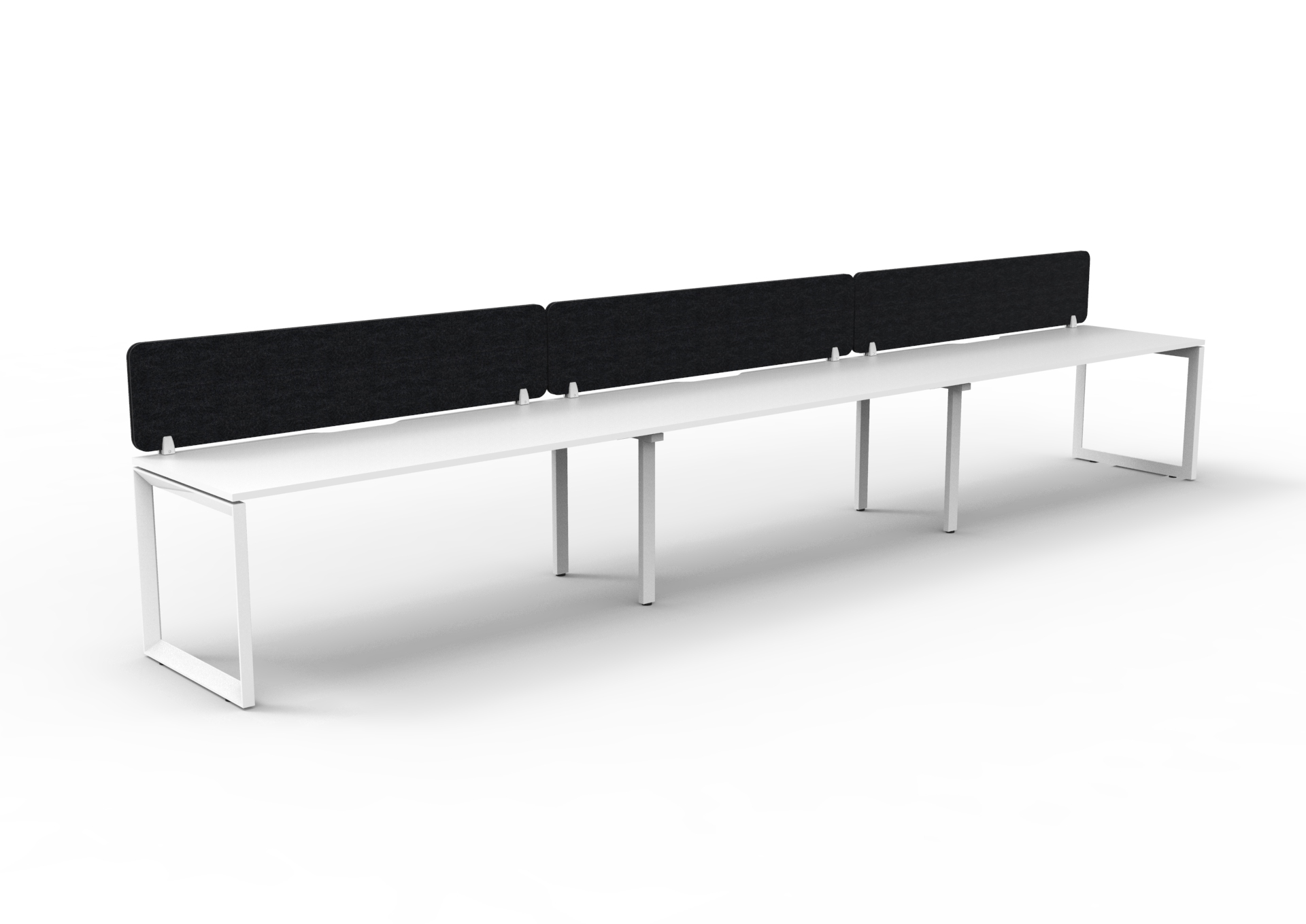 Rapidline Infinity Pod of 3 Workstation | 1800mm W x 750mm D | Natural White Top, White Satin Base, Black PET Screen
