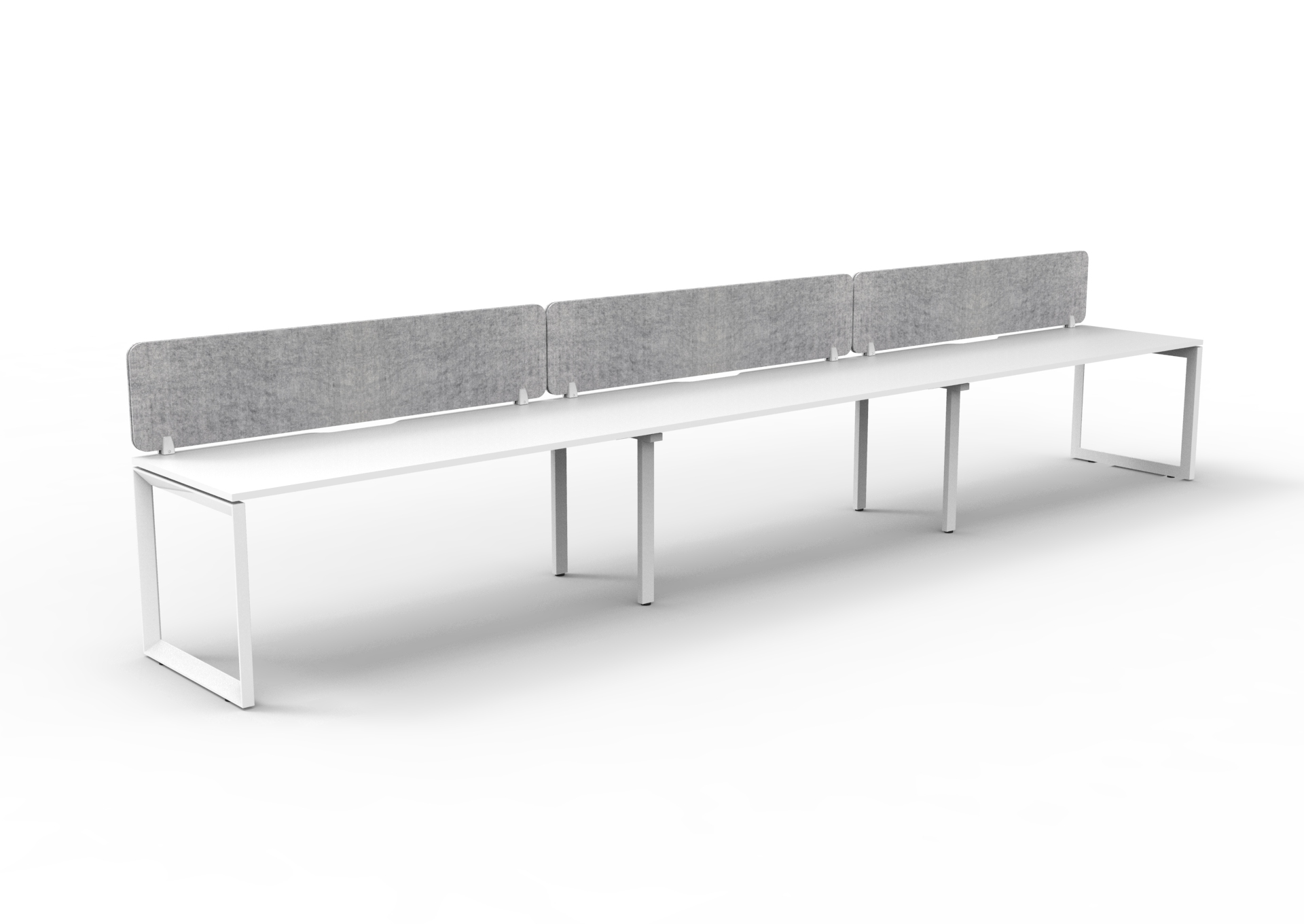 Rapidline Infinity Pod of 3 Workstation | 1800mm W x 750mm D | Natural White Top, White Satin Base, Marble Grey PET Screen