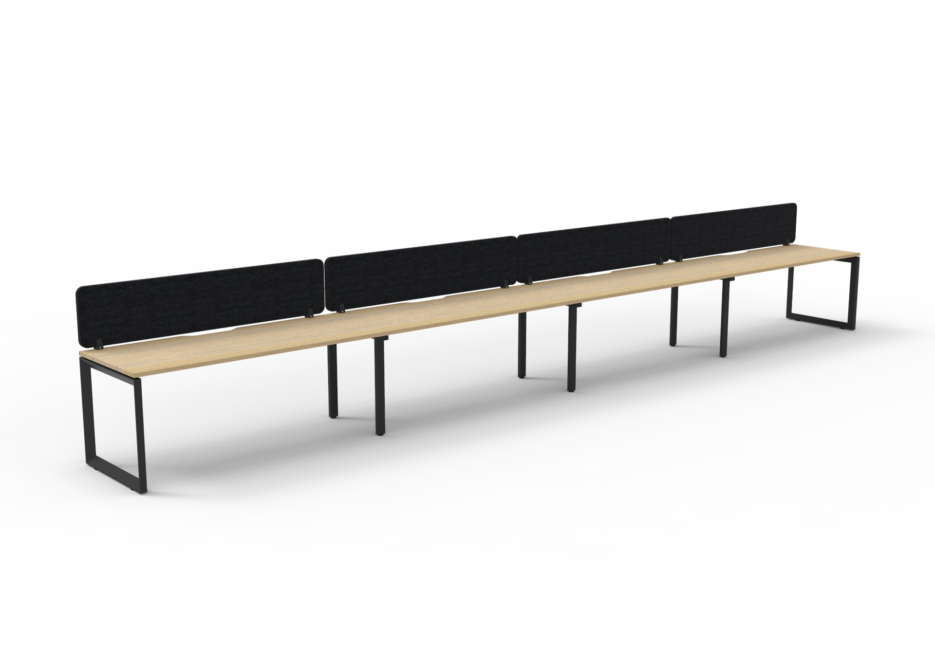 Rapidline Infinity POD of 4 Workstation – 1800×750mm, Natural Oak Top & Black Satin Base, Black PET Screen