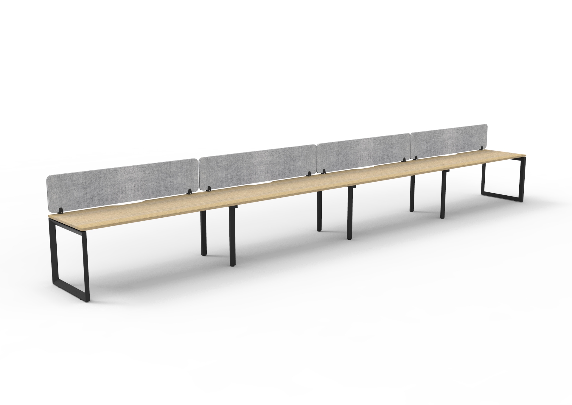 Rapidline Infinity POD of 4 Workstation – 1800×750mm, Natural Oak Top & Black Satin Base, Marble Grey PET Screen