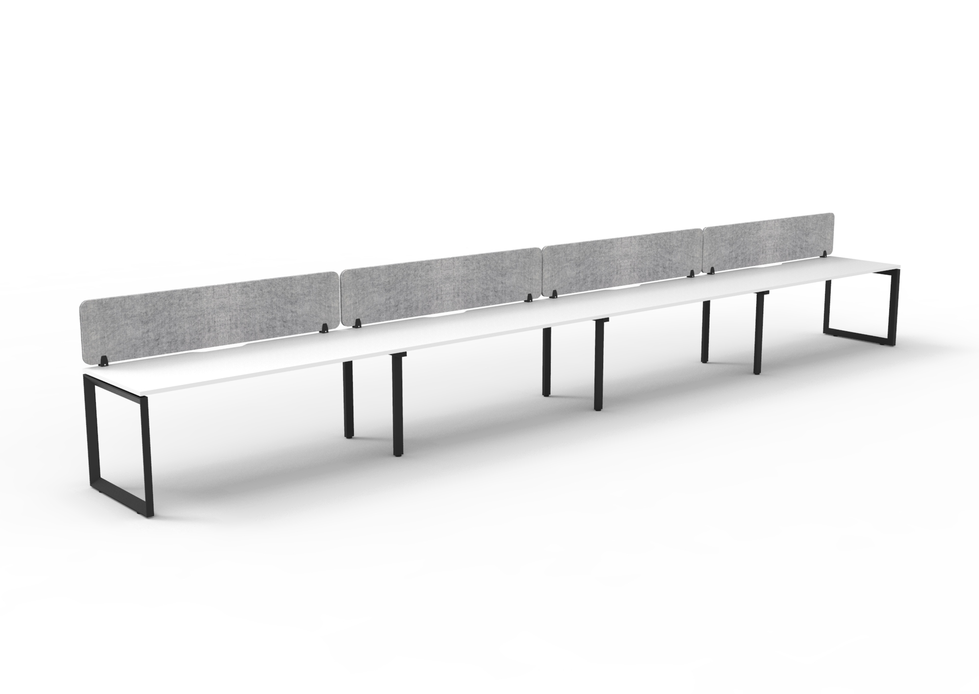 Rapidline Infinity 4-Person Workstation | 1500×750mm | Natural White Top, Black Satin Base, Marble Grey PET Screen