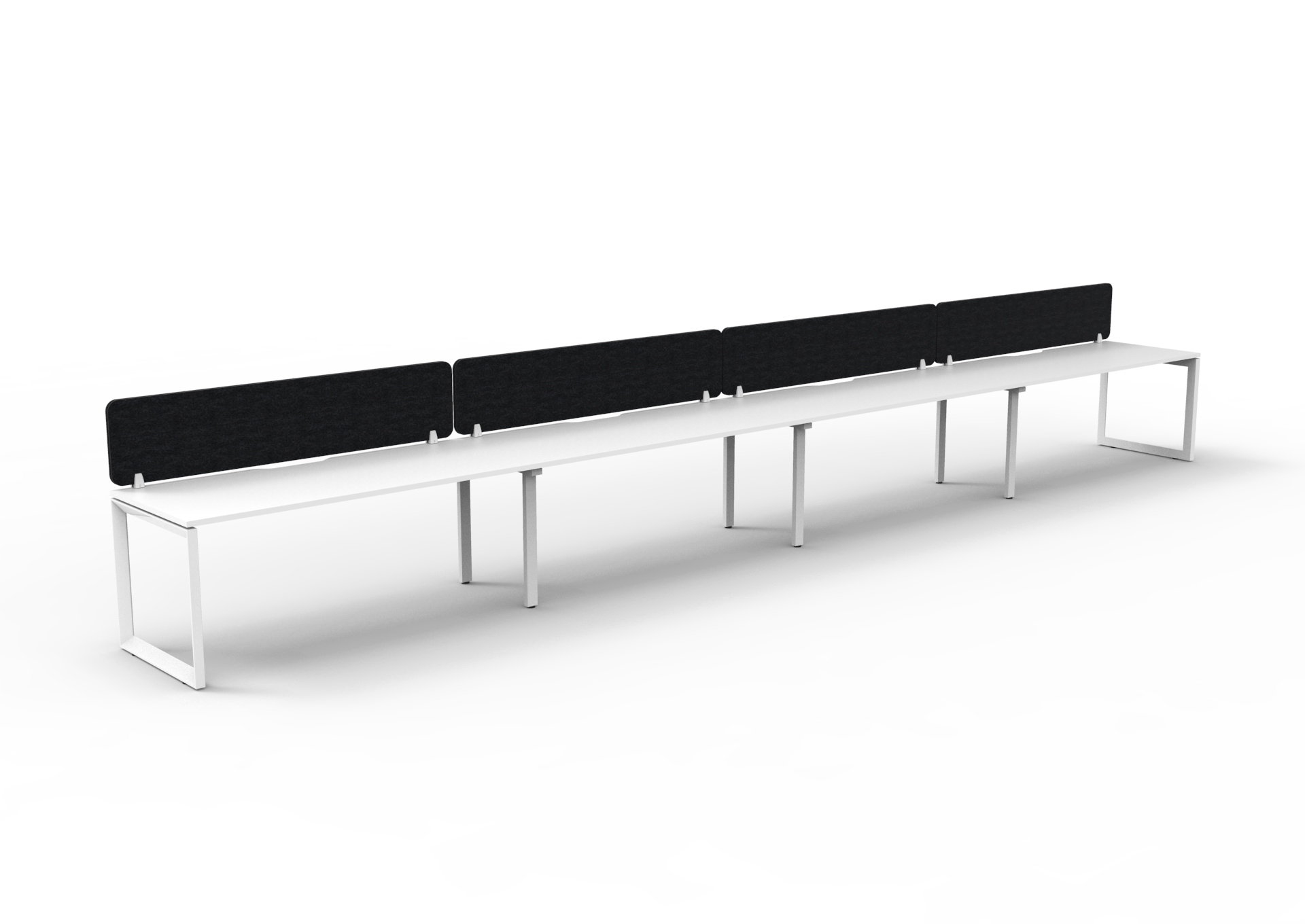 Rapidline Infinity POD of 4 Workstation – 1500×750mm, Natural White Top & White Satin Base, Black PET Screen