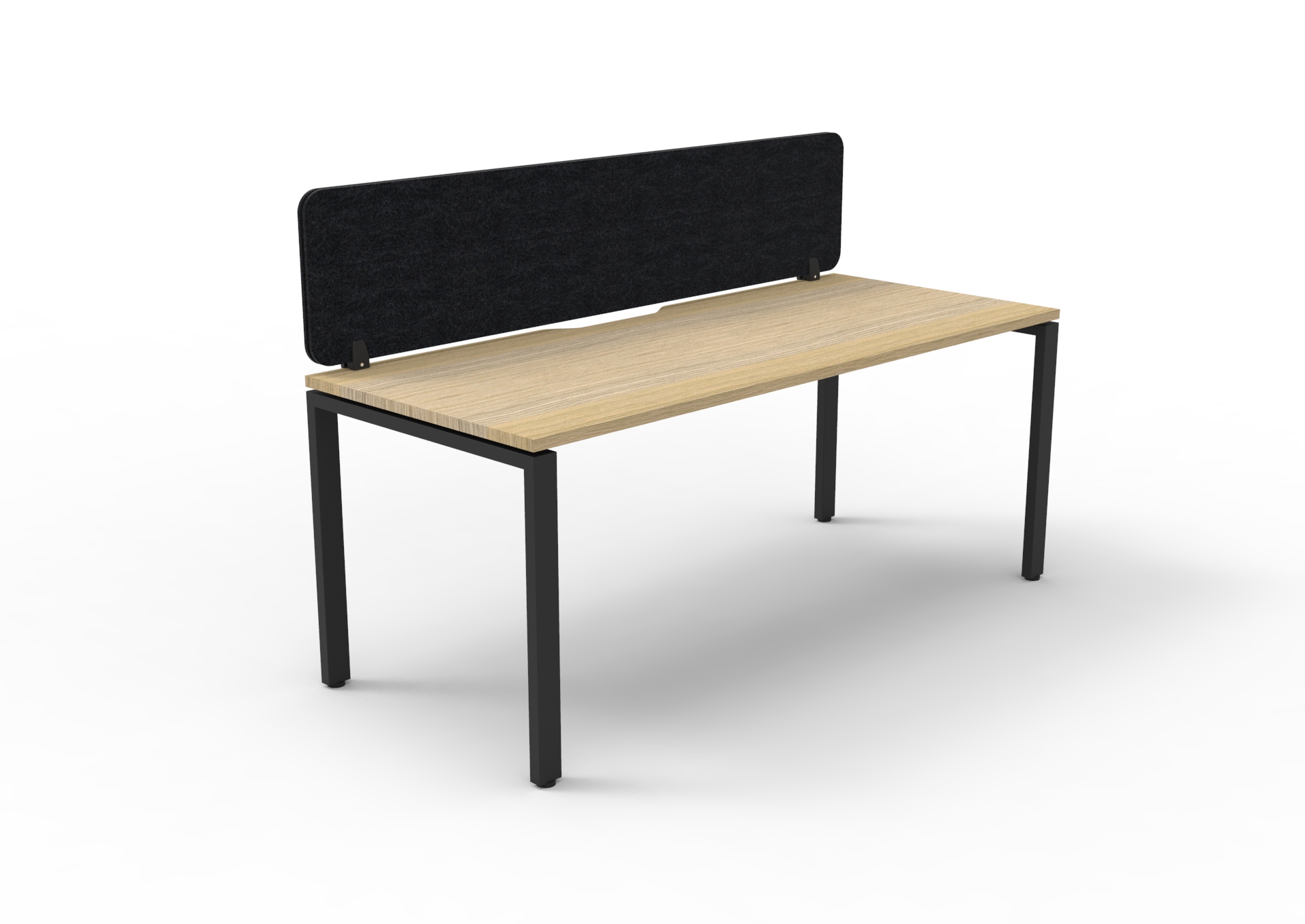 Rapidline Infinity Single-Sided Profile Leg Desk – 1800×750mm, Natural Oak Top, Black Satin Base, Black PET Screen