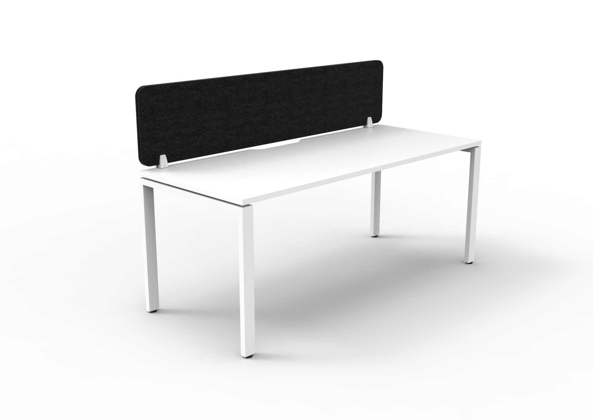 Rapidline Infinity Single-Sided Profile Leg Desk – 1500×750mm, Natural White Top, White Satin Base, Black PET Screen