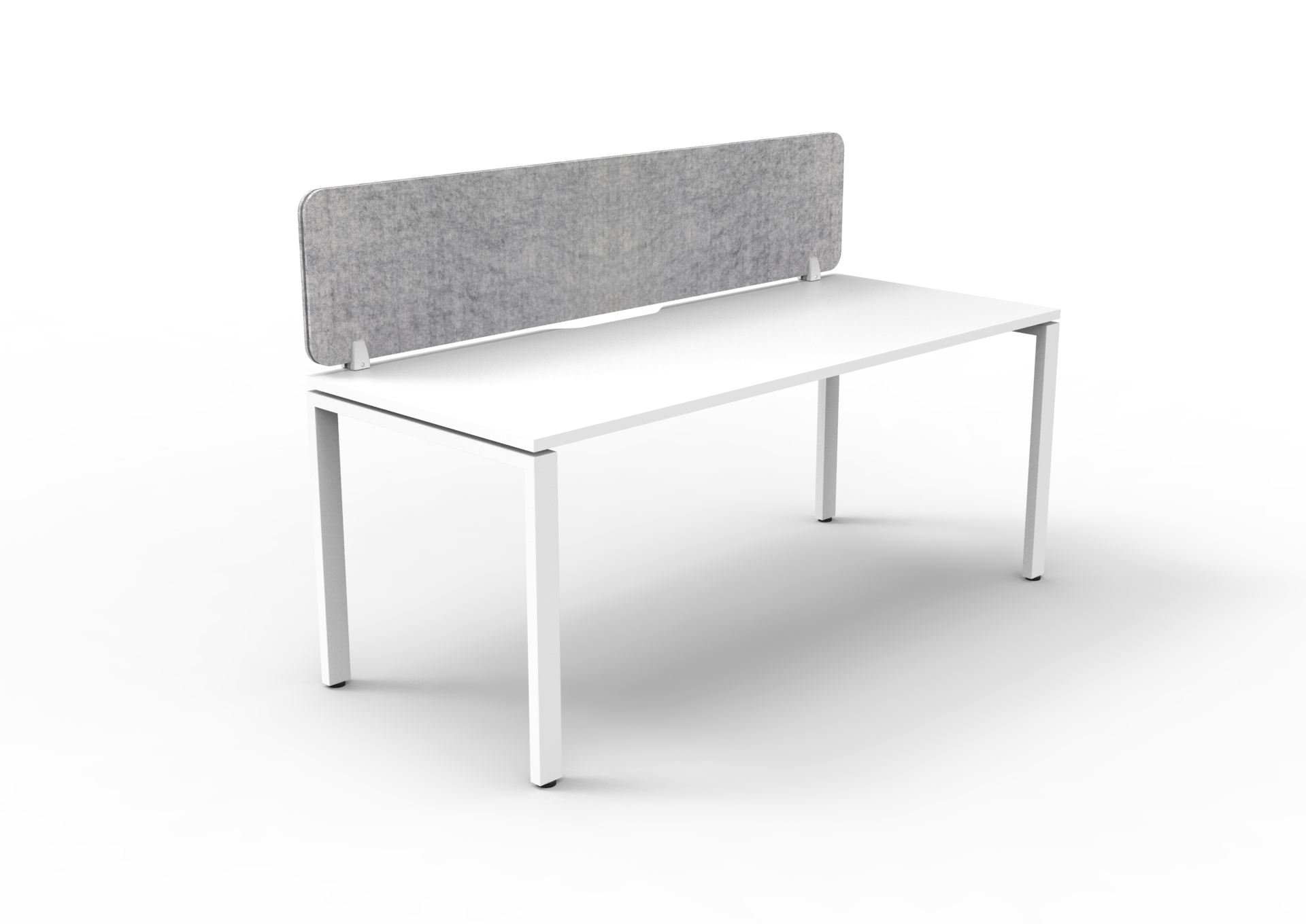Rapidline Infinity Single-Sided Profile Leg Desk – 1500×750mm, Natural White Top, White Satin Base, Marble Grey PET Screen