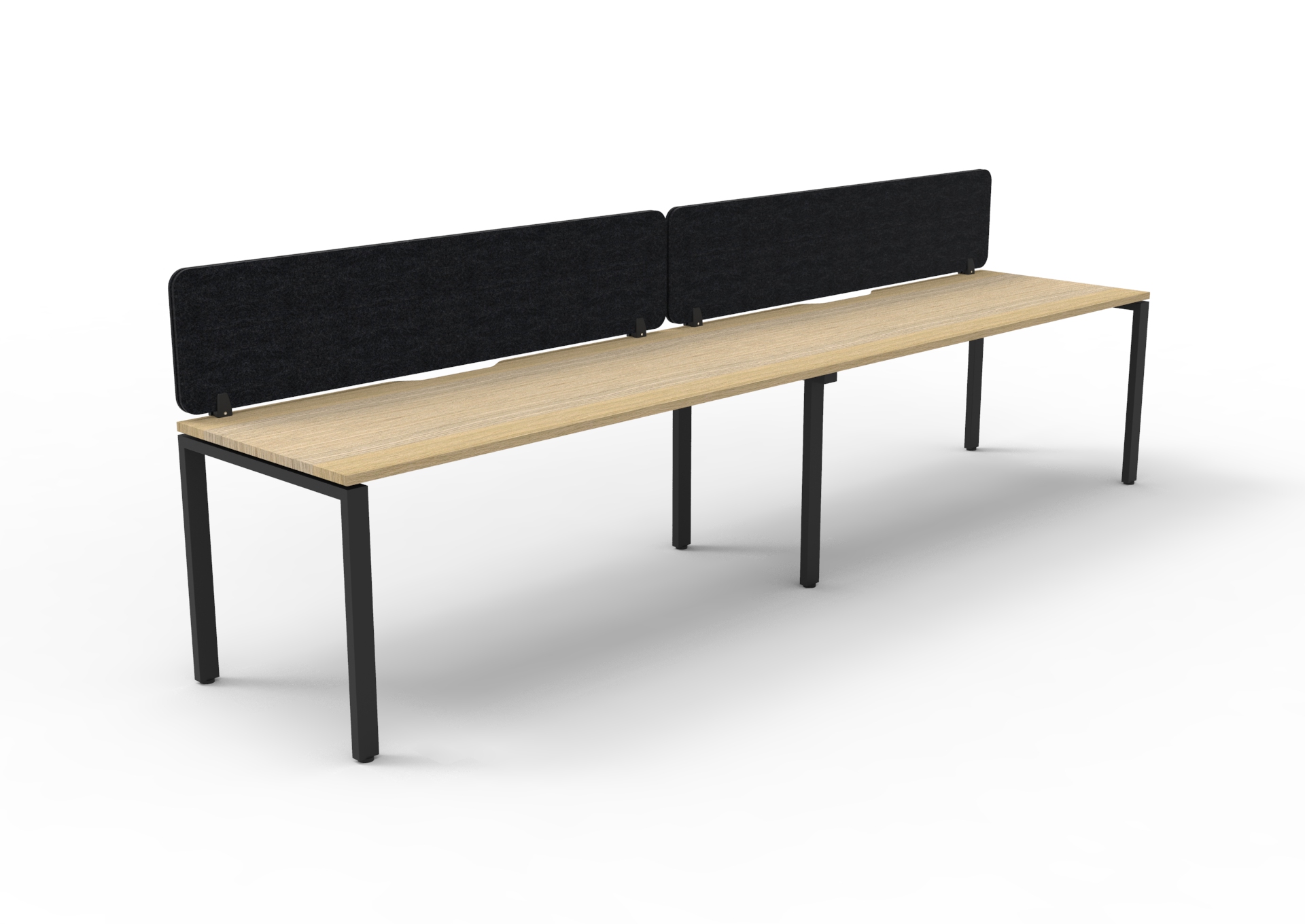 Rapidline Infinity 2-Person Workstation – 1800×750mm, Oak Top, Black Base, Black Screen