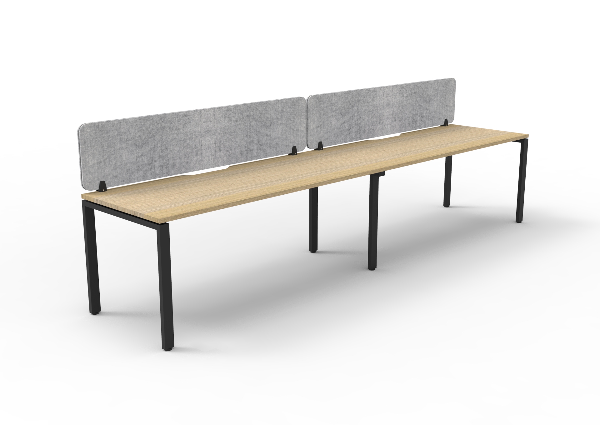 Rapidline Infinity 2-Person Workstation – 1800×750mm, Oak Top, Black Base, Marble Grey Screen