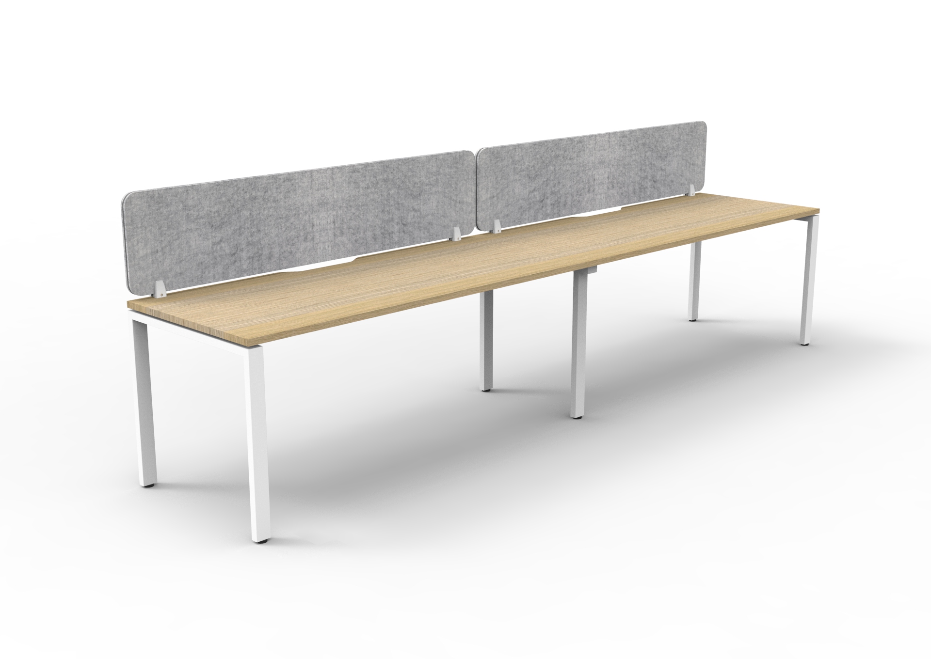 Rapidline Infinity Single Sided Profile Leg Workstation – 1500 x 750mm, Natural Oak Top, White Satin Base, Marble Grey PET Screen