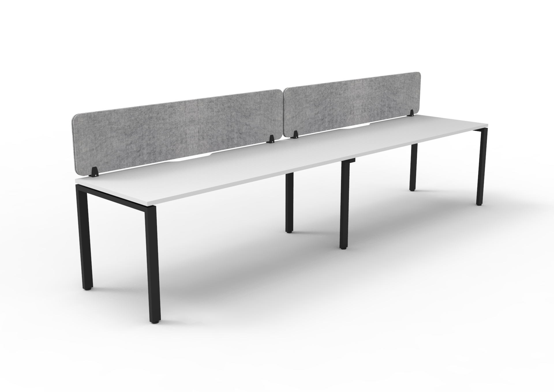 Rapidline Infinity Single-Sided Profile Leg Workstation – Natural White Top, Black Satin Base, Marble Grey Screen (1800×750mm)
