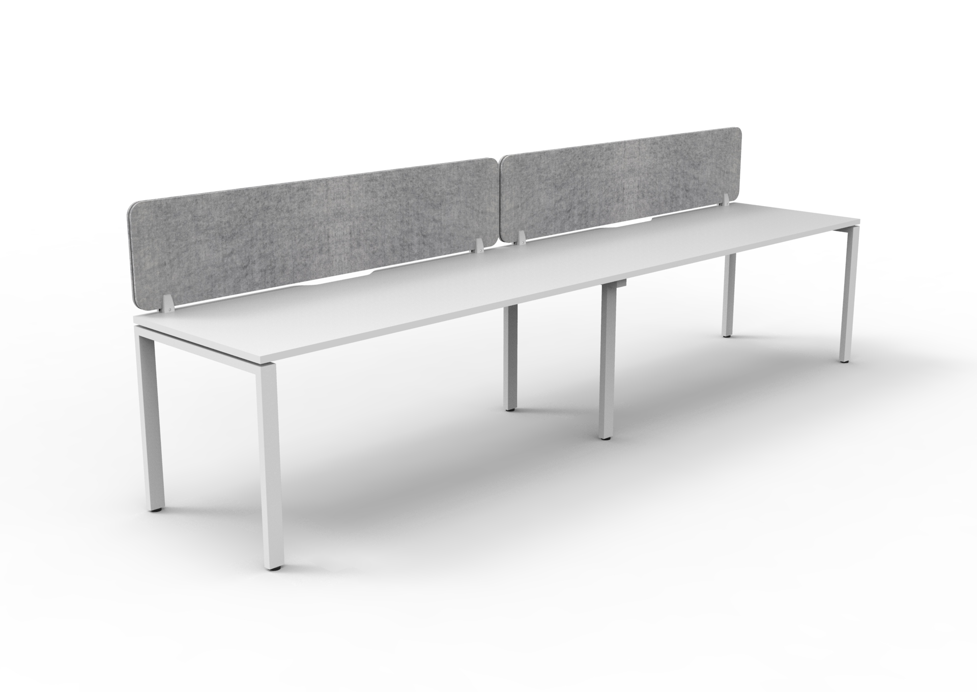 Rapidline Infinity Single-Sided Profile Leg Workstation | 2-Pod | 1800 x 750mm | Natural White Top, White Satin Base, Marble Grey PET Screen