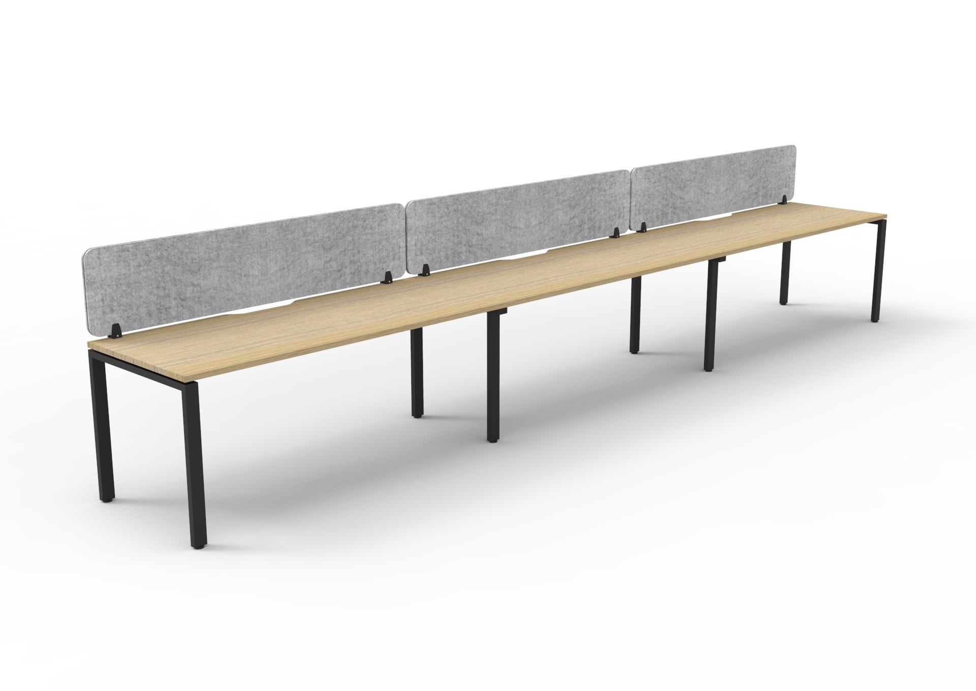 Rapidline Infinity Single-Sided Profile Leg Workstation | 3-Pod | 1200 x 750mm | Natural Oak Top, Black Satin Base, Marble Grey PET Screen