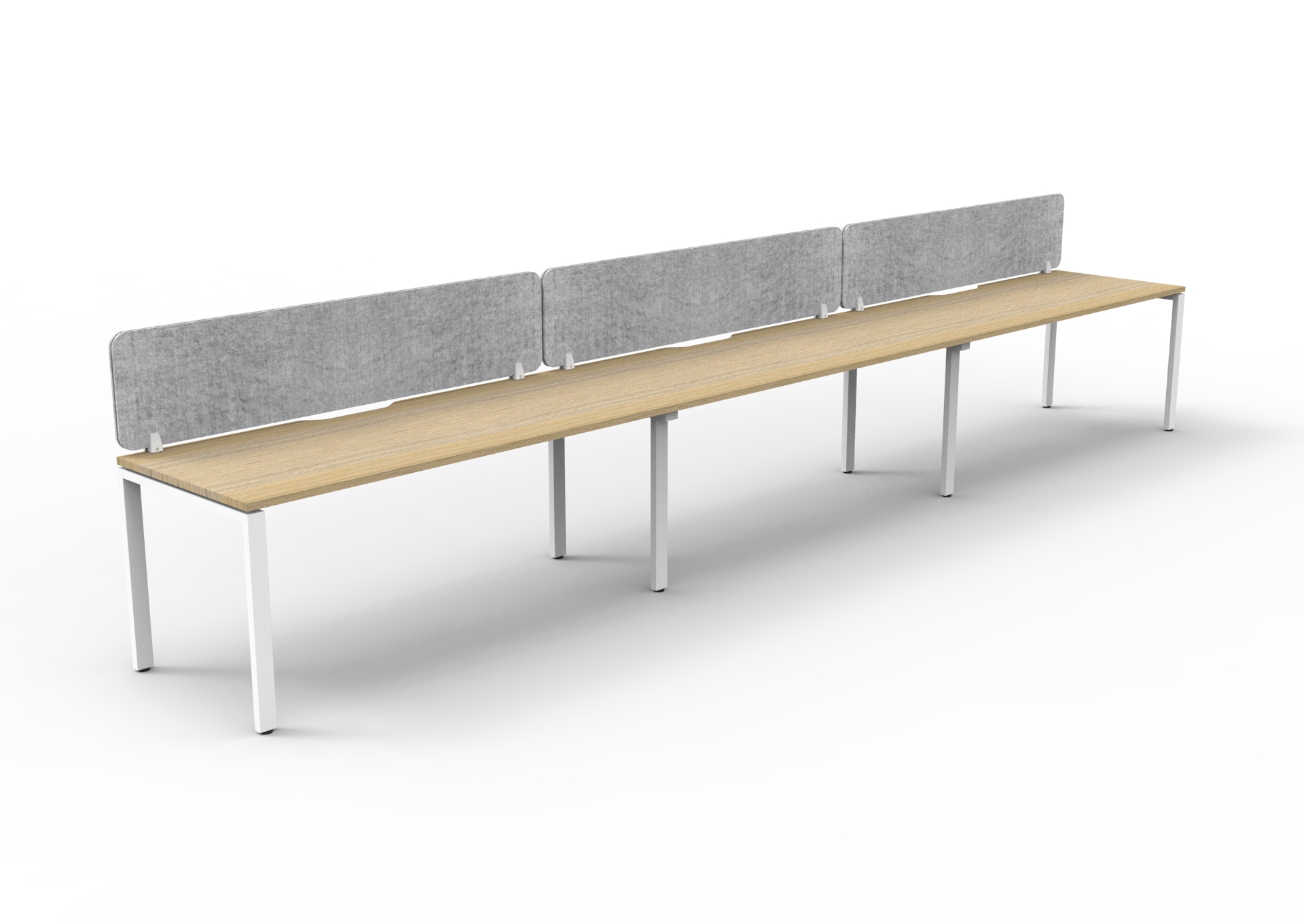 Rapidline Infinity Single Sided Profile Leg Workstation – Natural Oak Top, White Satin Base, Marble Grey Screen – 1200 x 750mm
