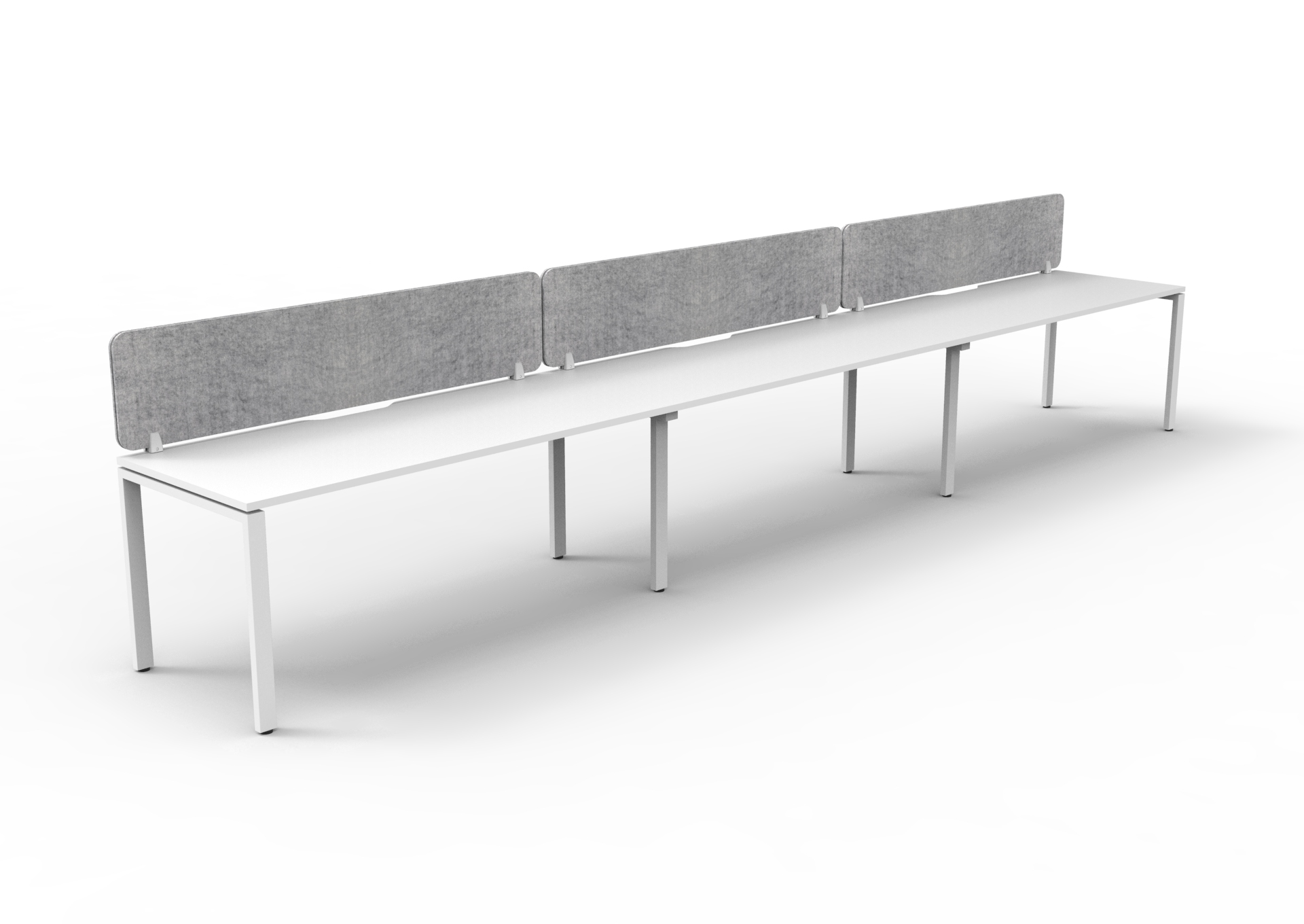 Rapidline Infinity Single Sided Profile Leg Workstation – 1200mm x 750mm, White Top & Base, Marble Grey PET Screen (POD of 3)