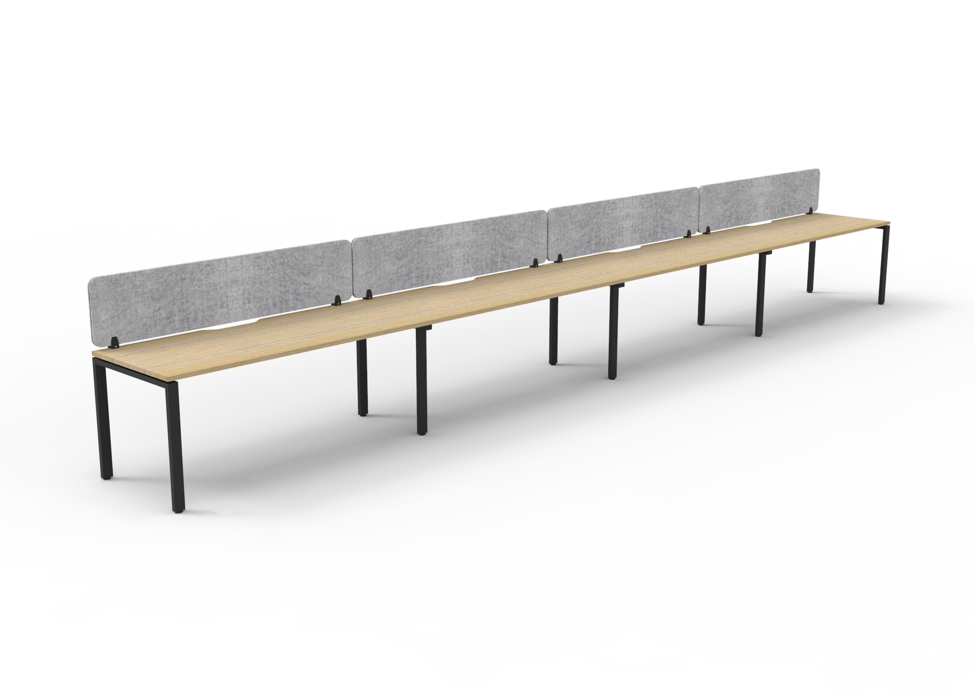 Rapidline Infinity 4-Person Workstation | 1500mm x 750mm | Natural Oak Top, Black Satin Base, Marble Grey PET Screen