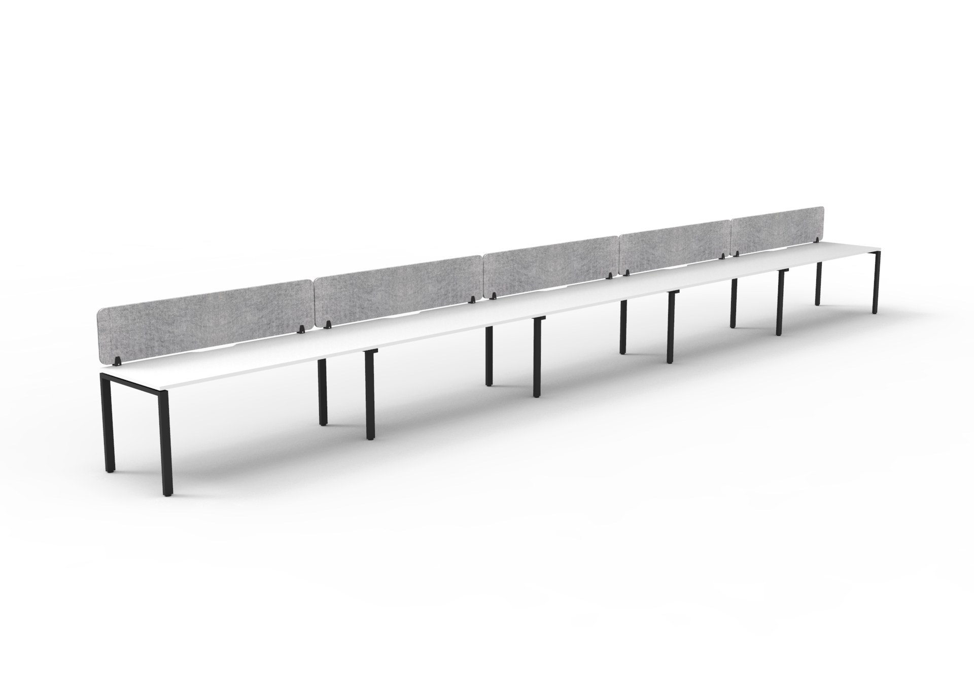 Rapidline Infinity POD of 5 Single Sided Workstation | 1500 x 750mm | Natural White Top, Black Satin Base, Marble Grey Screen
