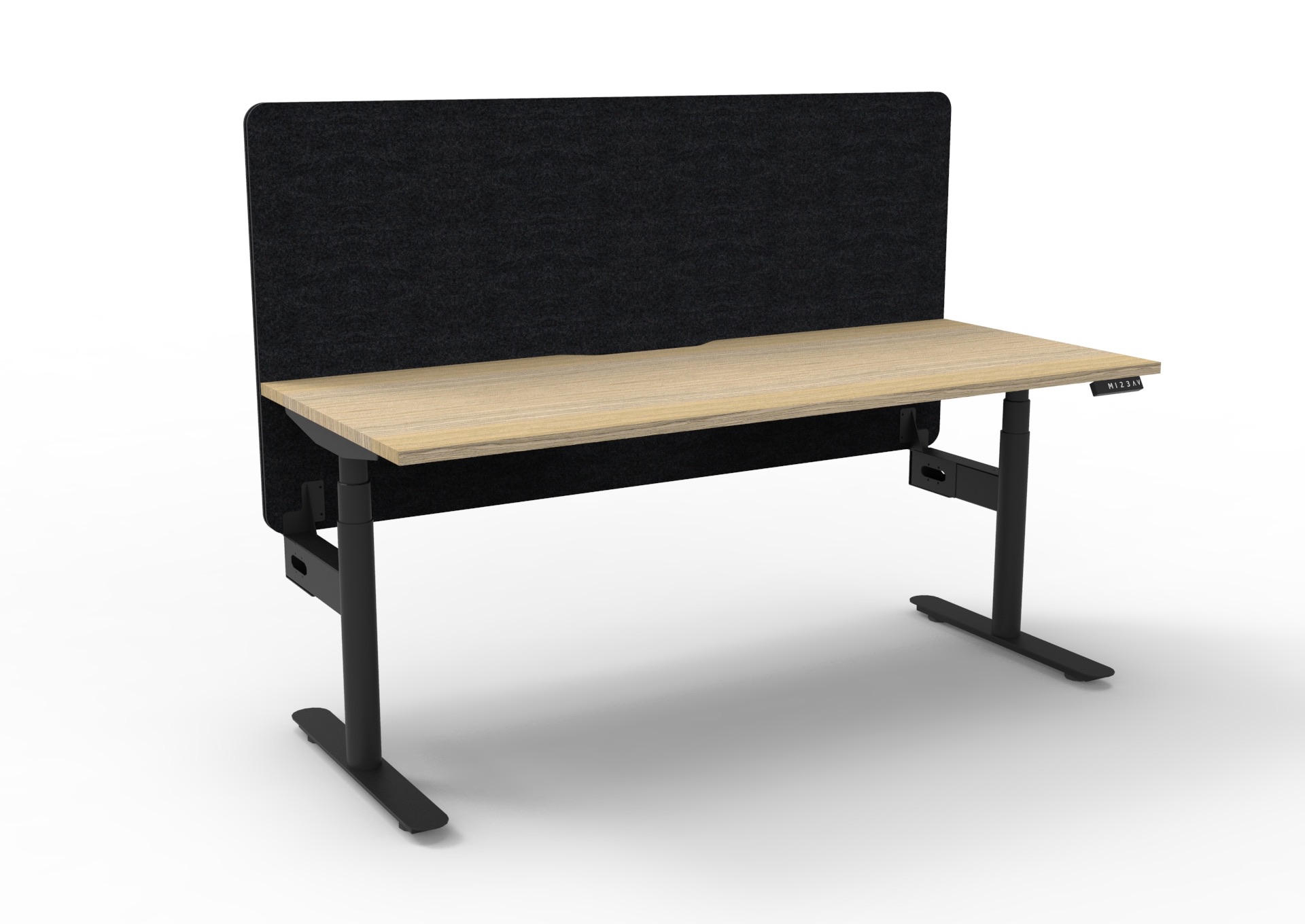 RAPIDLINE Halo+ Height Adjustable Desk | 1200mm x 750mm | Natural Oak Top, Black Frame | Black Privacy Screen