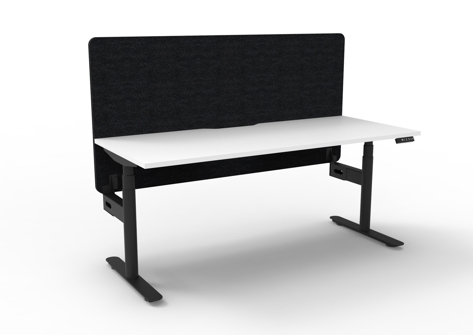 Rapidline Halo+ Height Adjustable Desk | 1800x750mm | Natural White Top, Black Satin Frame, Black PET Screen