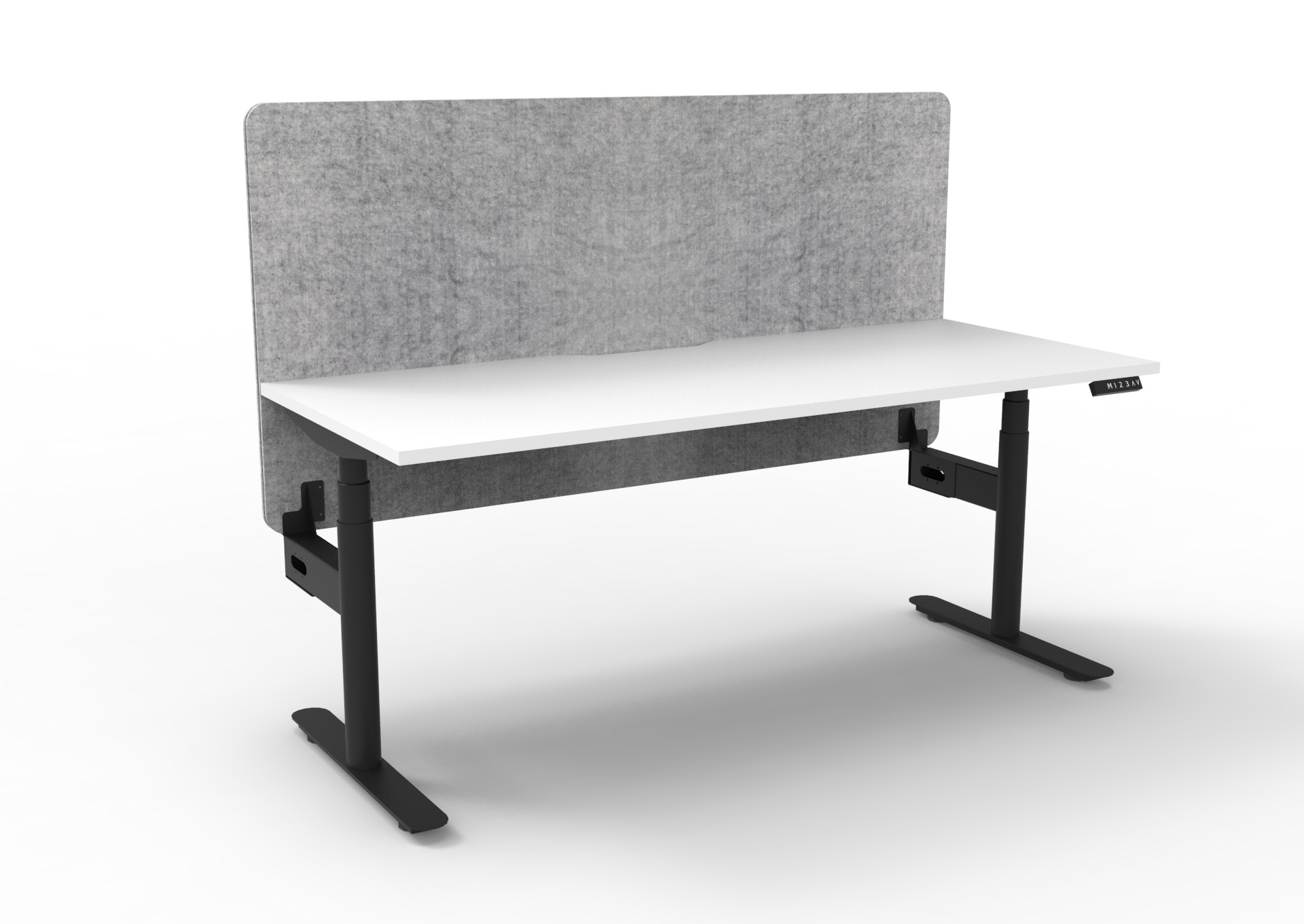 Rapidline Halo+ Height Adjustable Desk | 1800x750mm | Natural White Top, Black Satin Frame, Marble Grey PET Screen