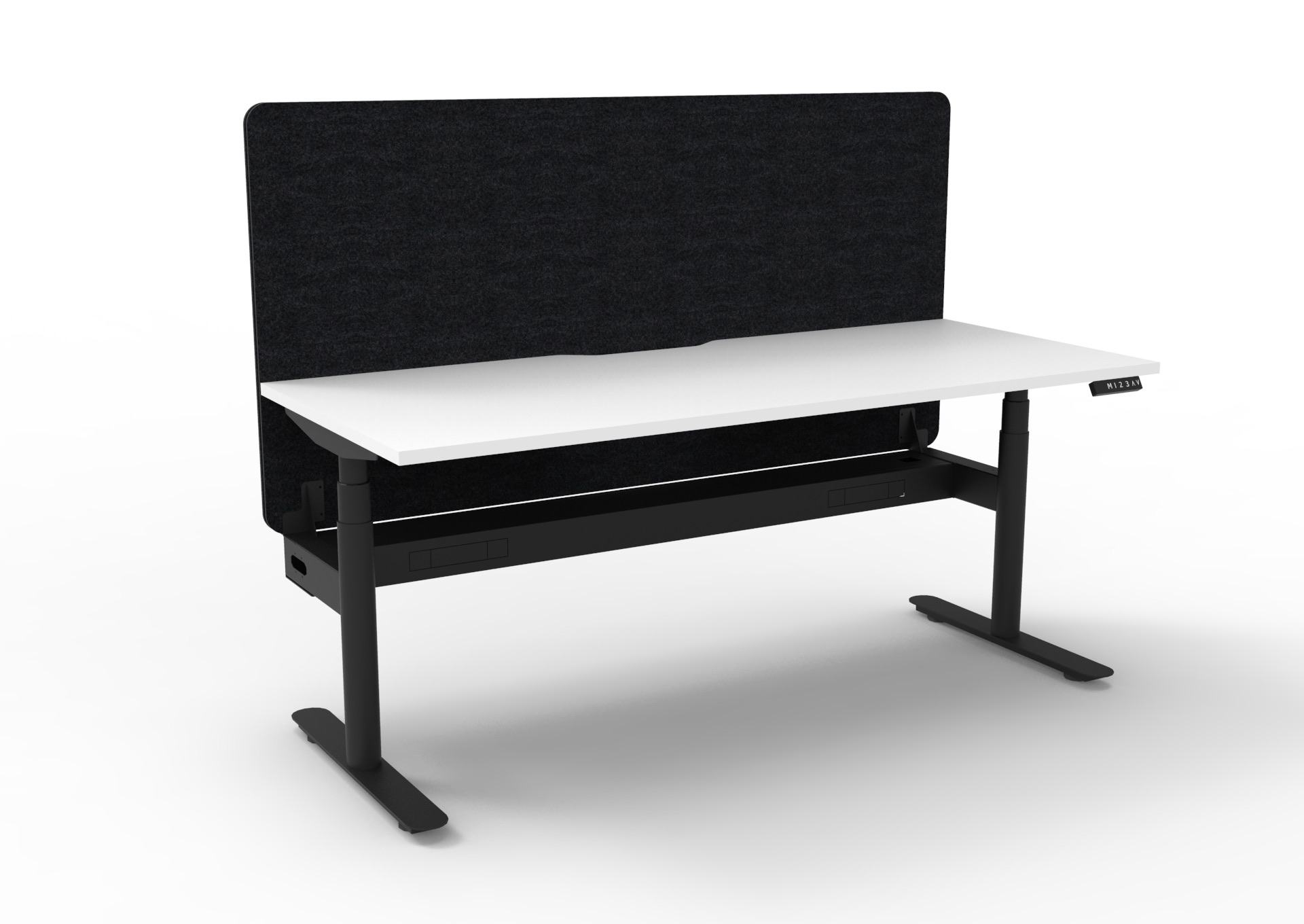 RAPIDLINE Halo+ Sit-Stand Desk | 1500×750mm | Natural White Top, Black Satin Frame, Black Privacy Screen