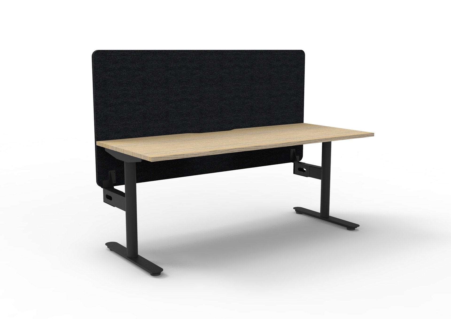 Rapidline Halo Static Desk – 1500×750mm, Natural Oak Top, Black Satin Frame, Black PET Screen