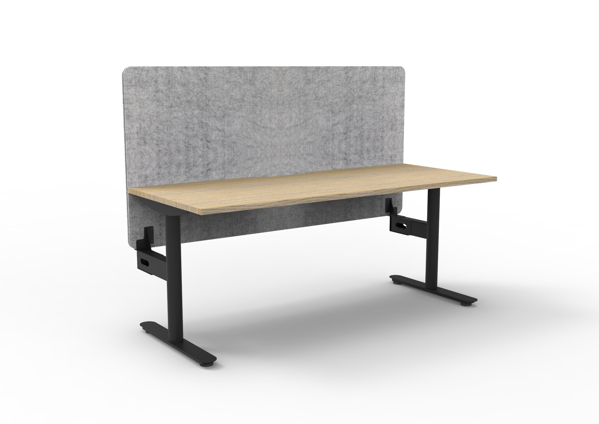 Rapidline Halo Static Desk – 1500×750mm, Natural Oak Top, Black Satin Frame, Marble Grey PET Screen